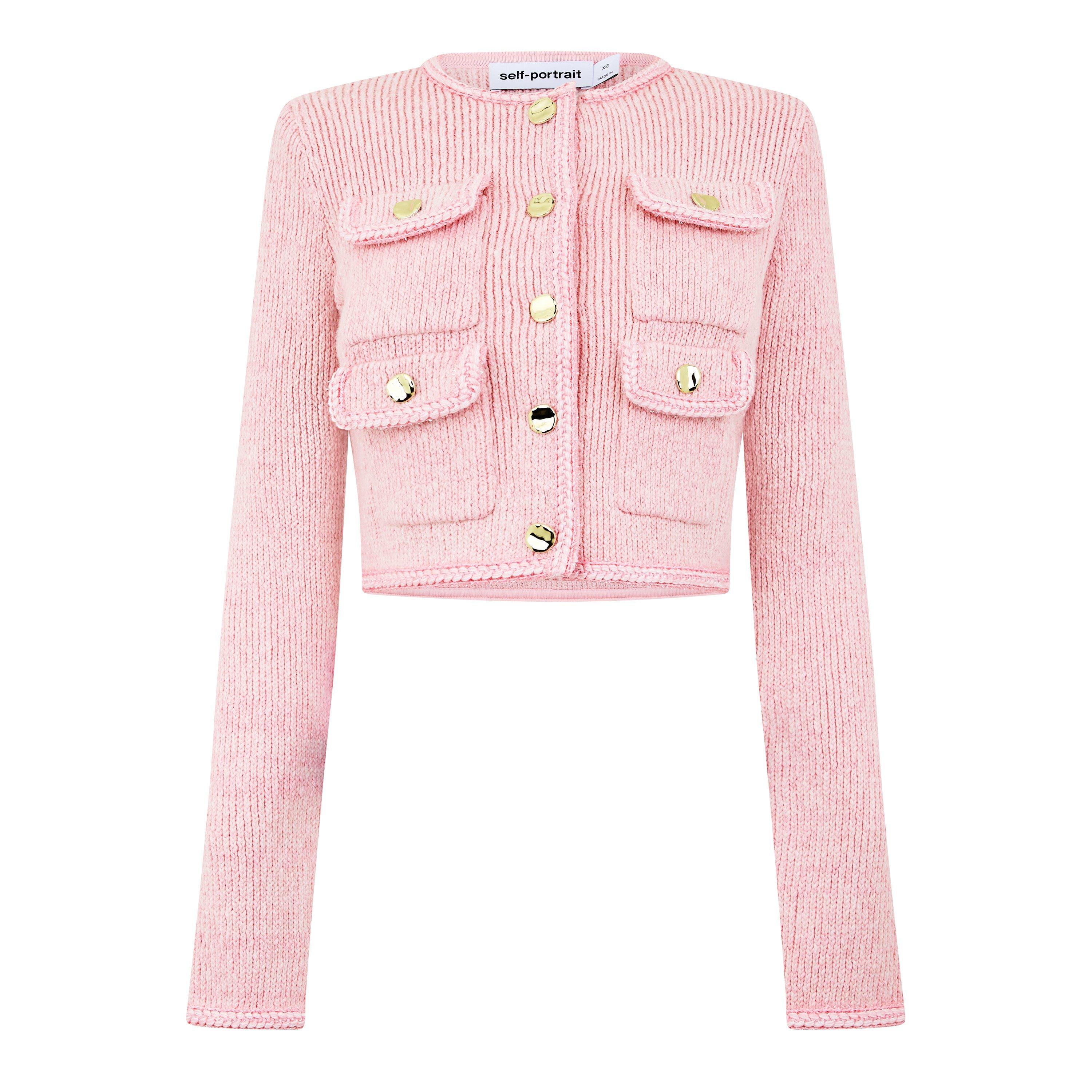 Pink - Self Portrait - Mélange-Effect Cardigan - 5