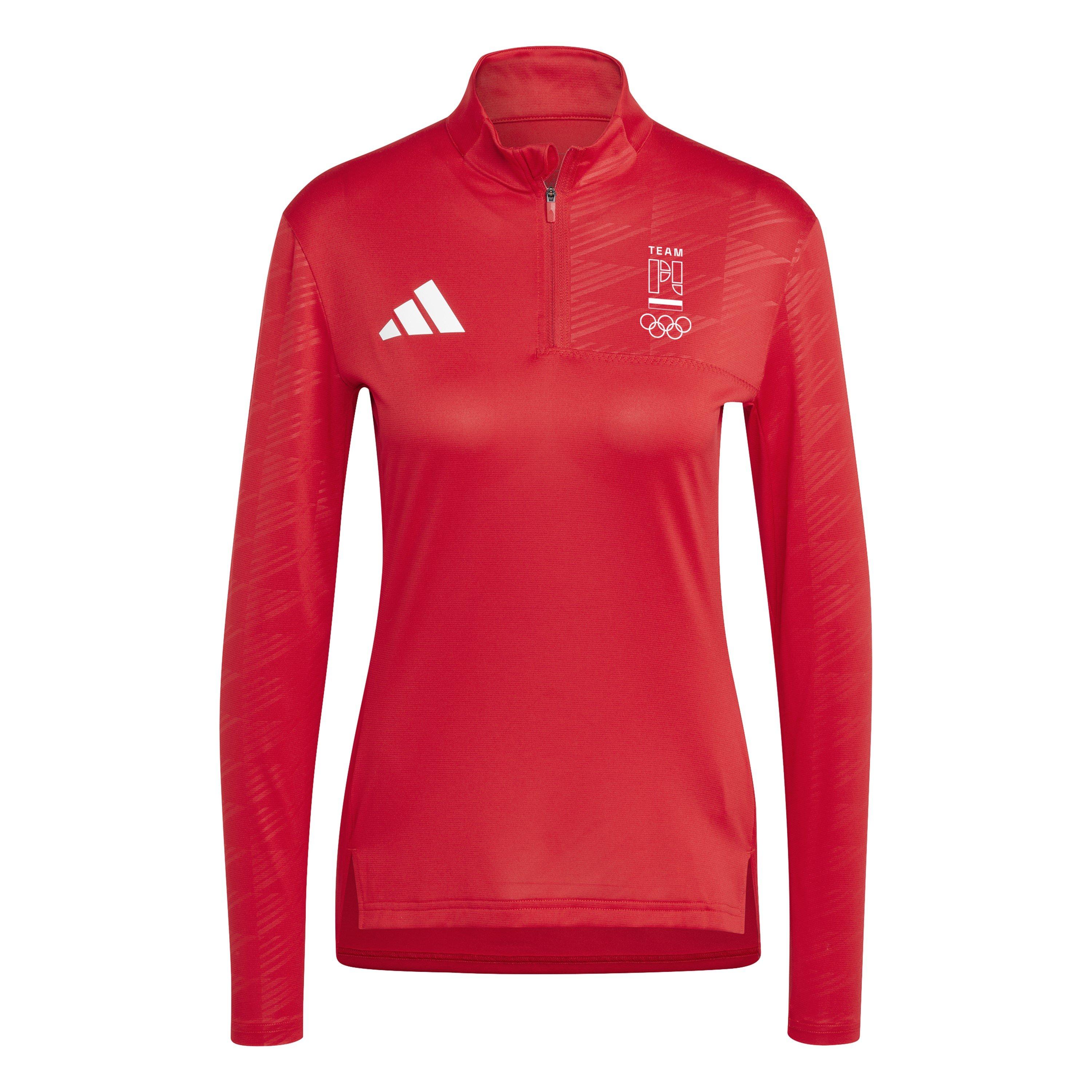 Adidas Women's Half Zip Long Sleeve Performance Tracksuit Top - Better Scarlet - 8 (XS)