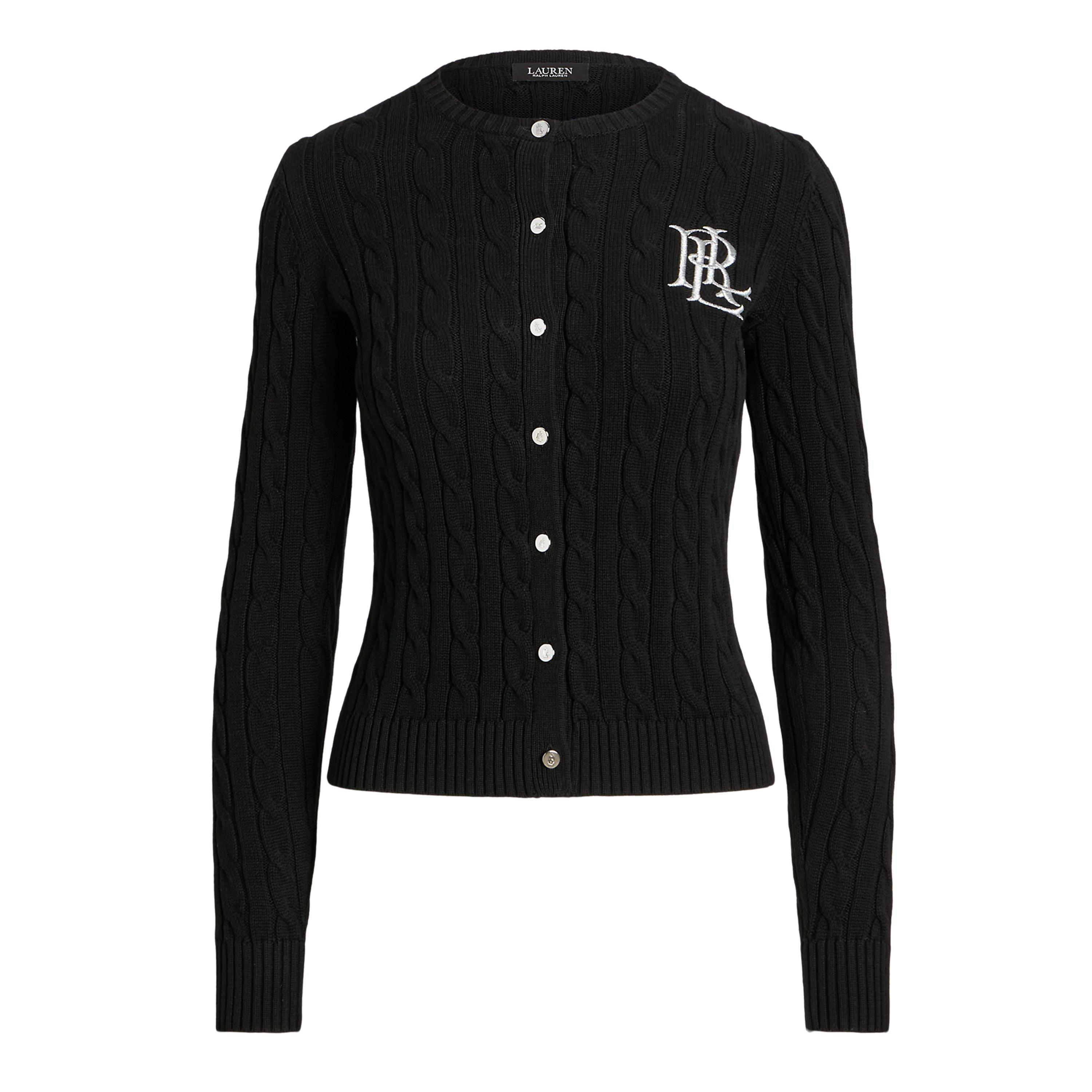 Black - Lauren by Ralph Lauren - Women's Cable Knit Cotton Long Sleeve Cardigan - 6