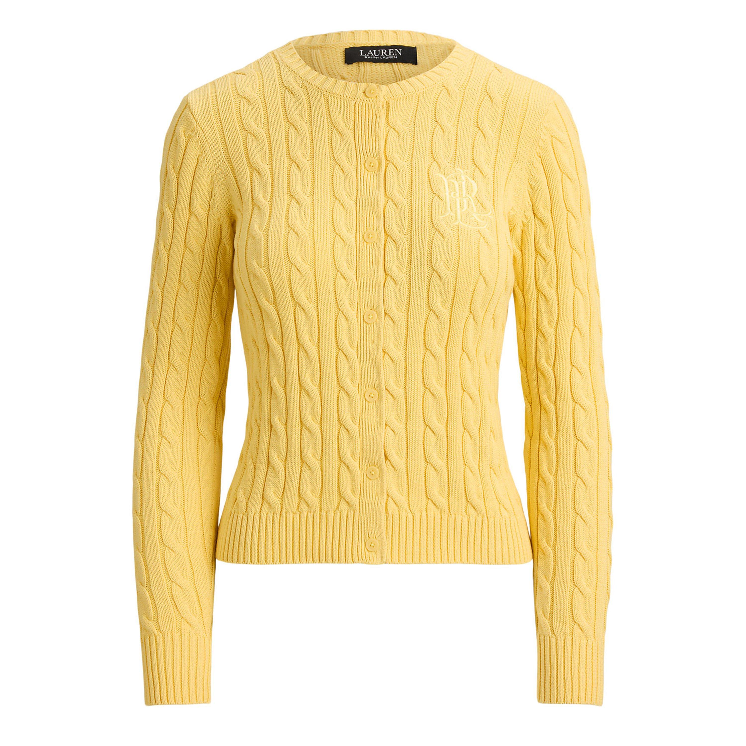 Lauren By Ralph Lauren Women's Cable-Knit Cardigan - Lemon Sorbet - 16 (XL)