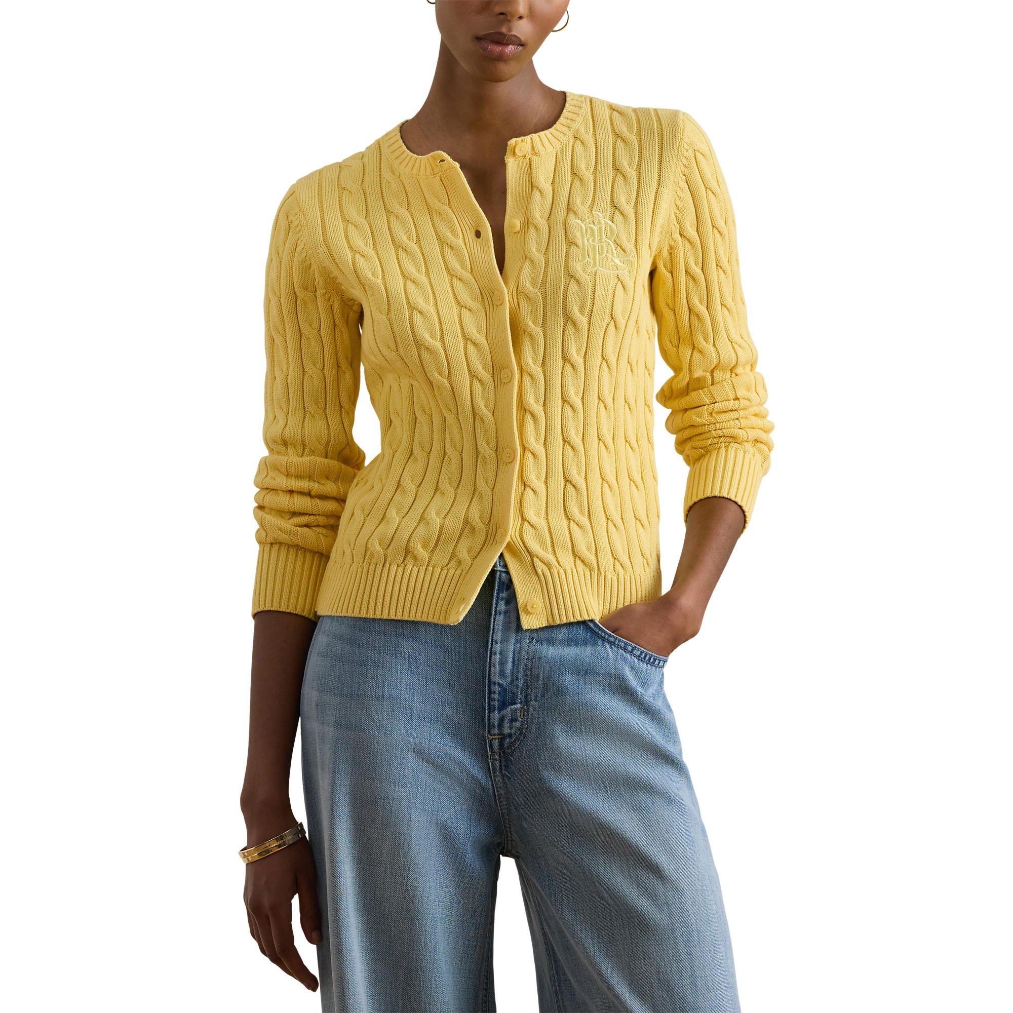 LEMON SORBET - Lauren by Ralph Lauren - Women's Cable-Knit Cardigan - 2