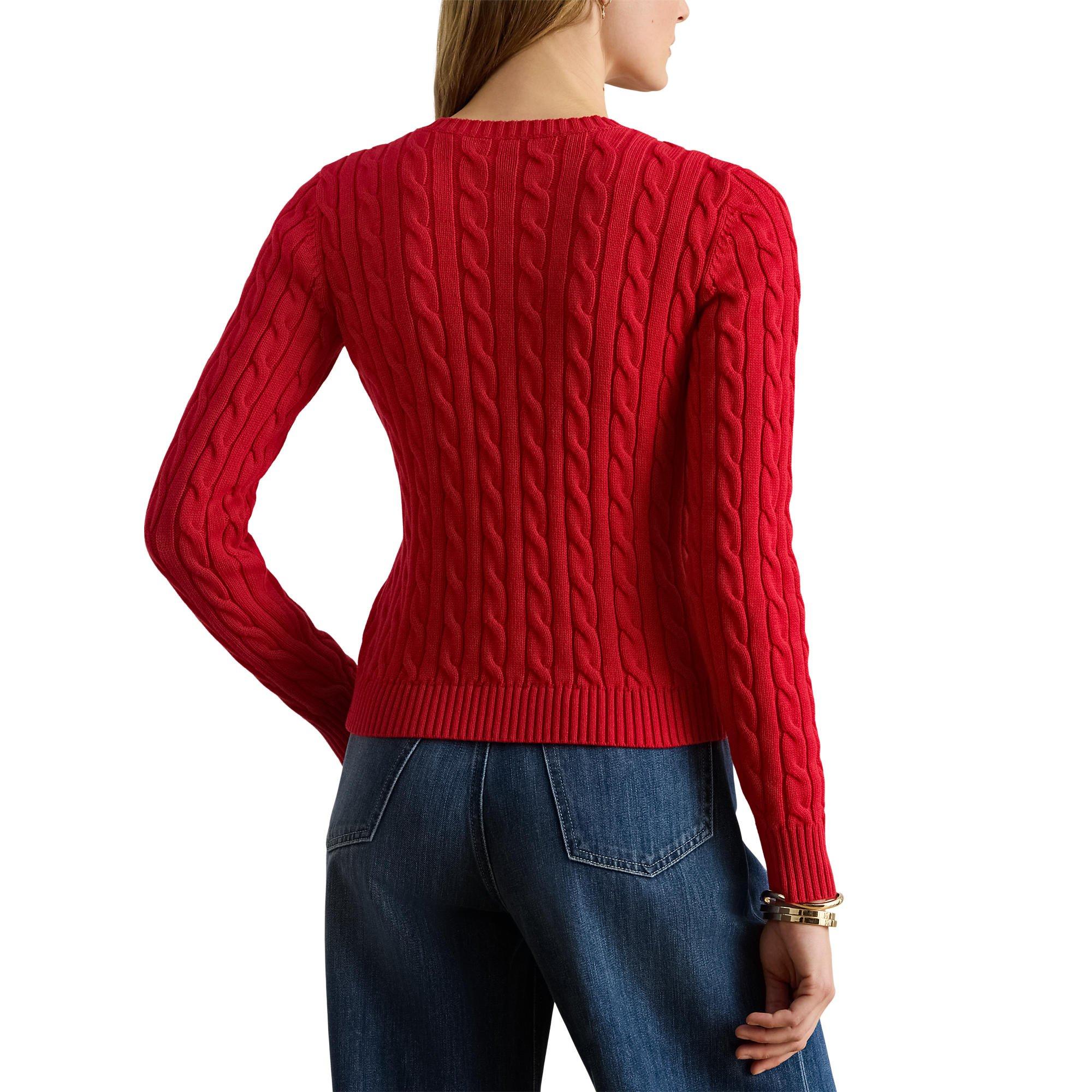 CRUISE RED - Lauren by Ralph Lauren - Women's Cable-Knit Cardigan - 3