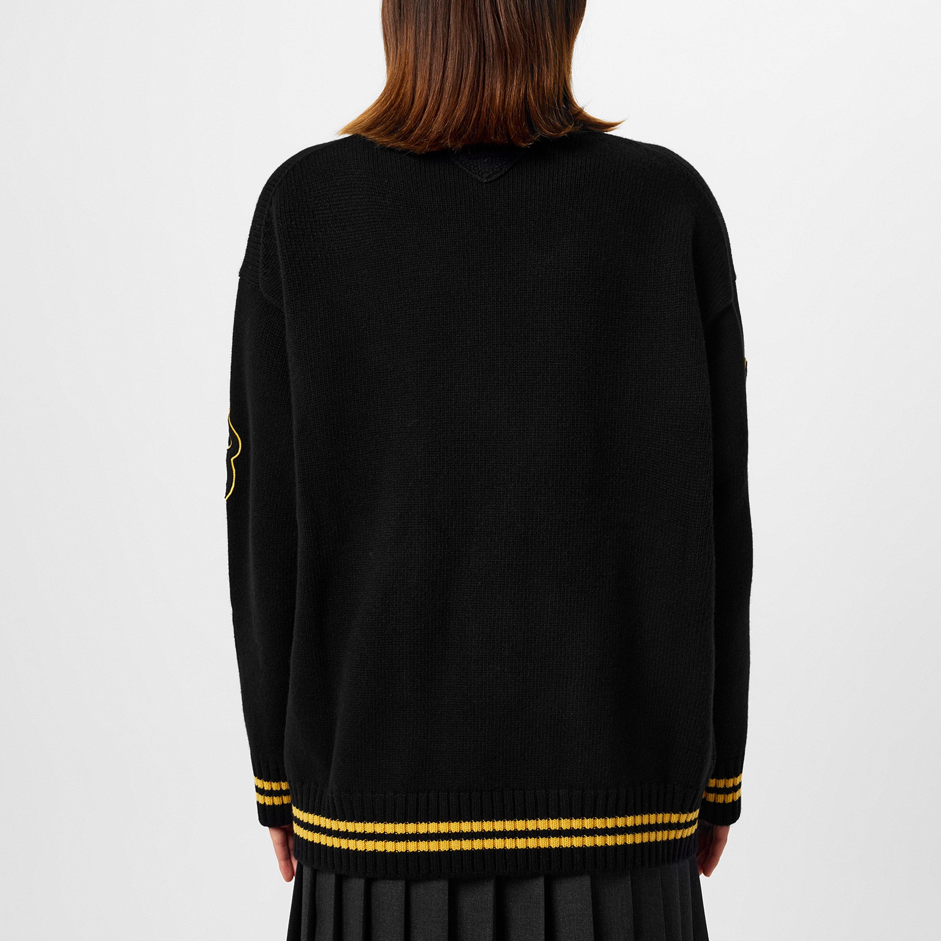Nero - Prada - Cashmere Varsity Cardigan - 4