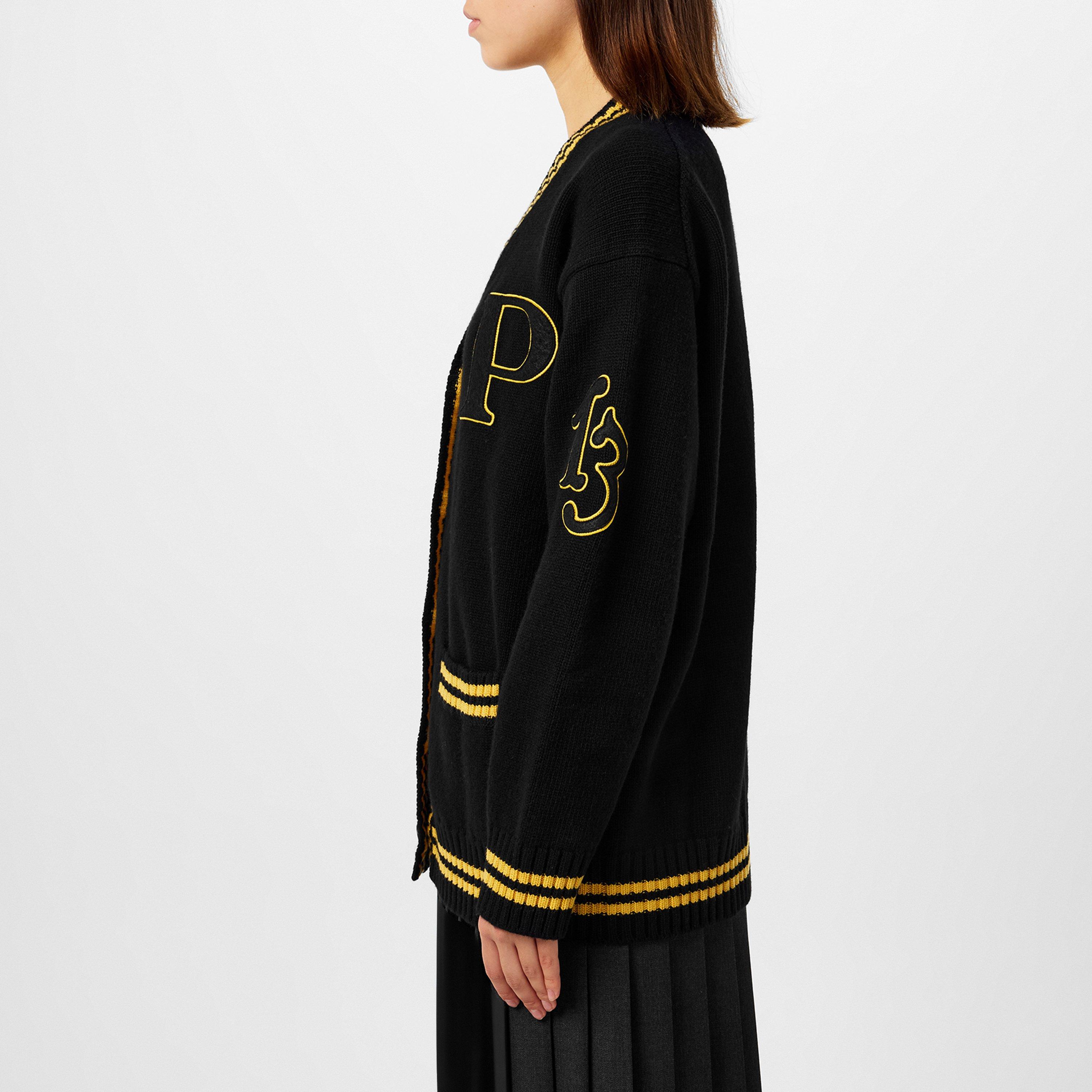 Nero - Prada - Cashmere Varsity Cardigan - 5