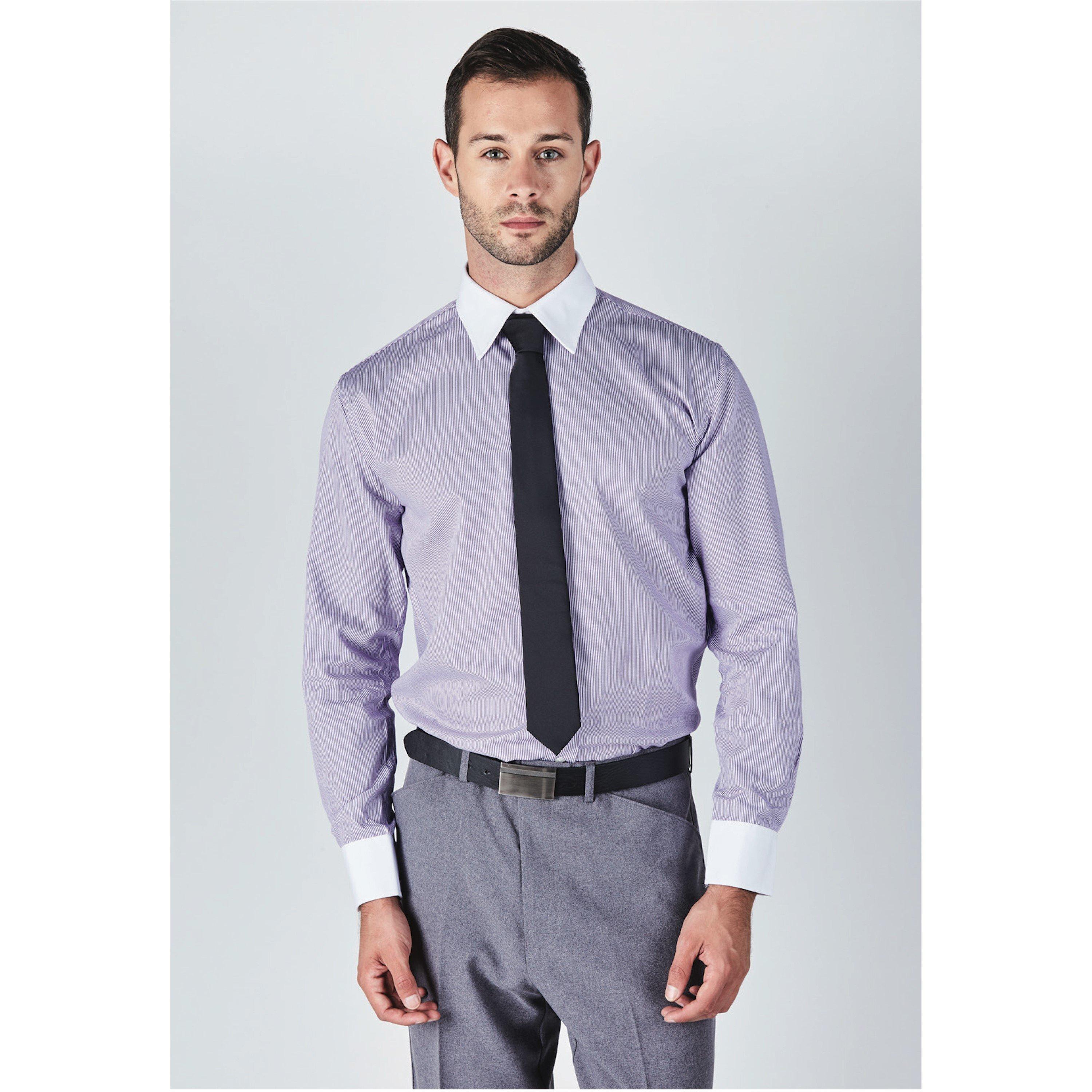 Purple Stripe - Harvey and Jones - Formal Striped Shirt Mens - 1
