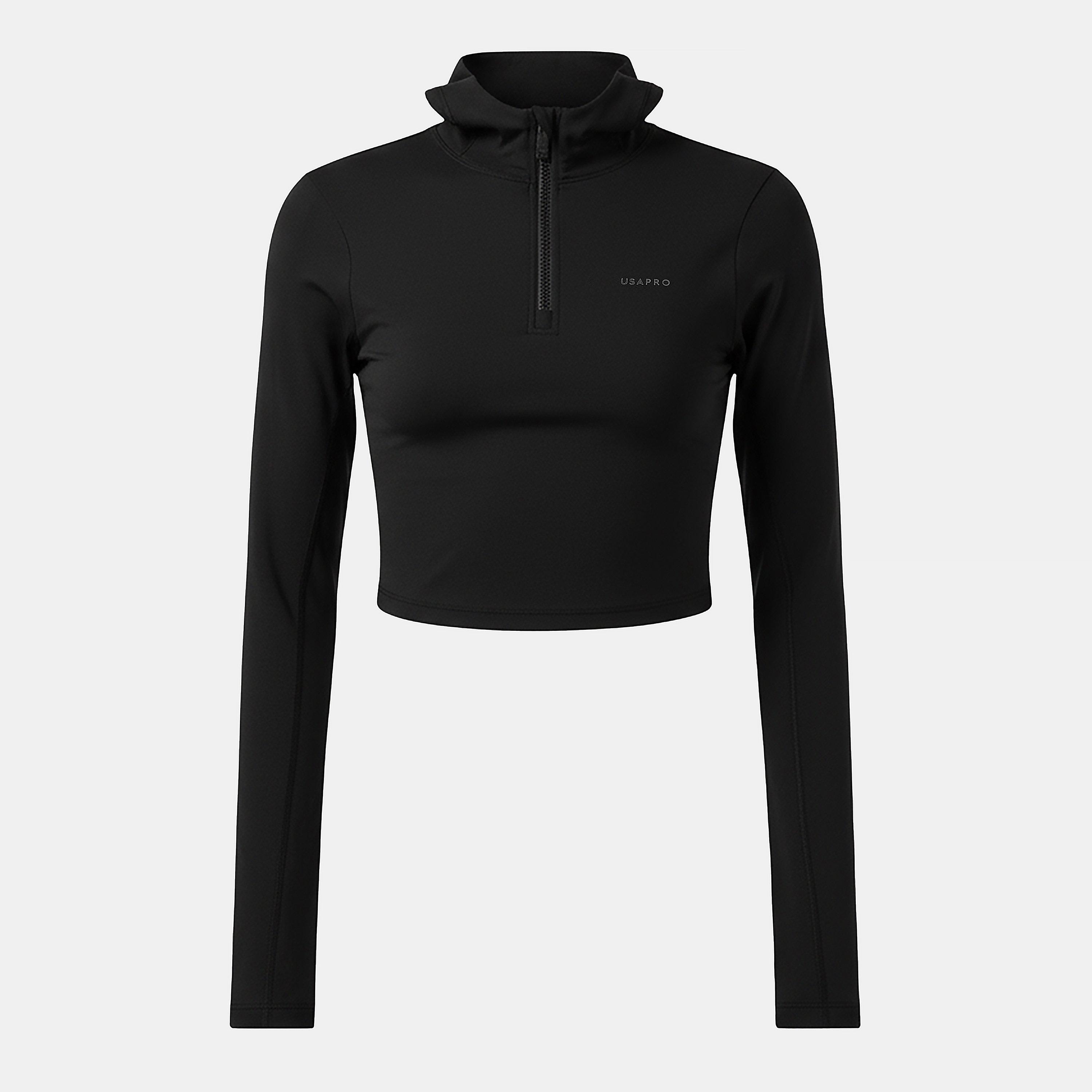 Black - USA Pro - Quarter Zip Hoodie Womens - 1