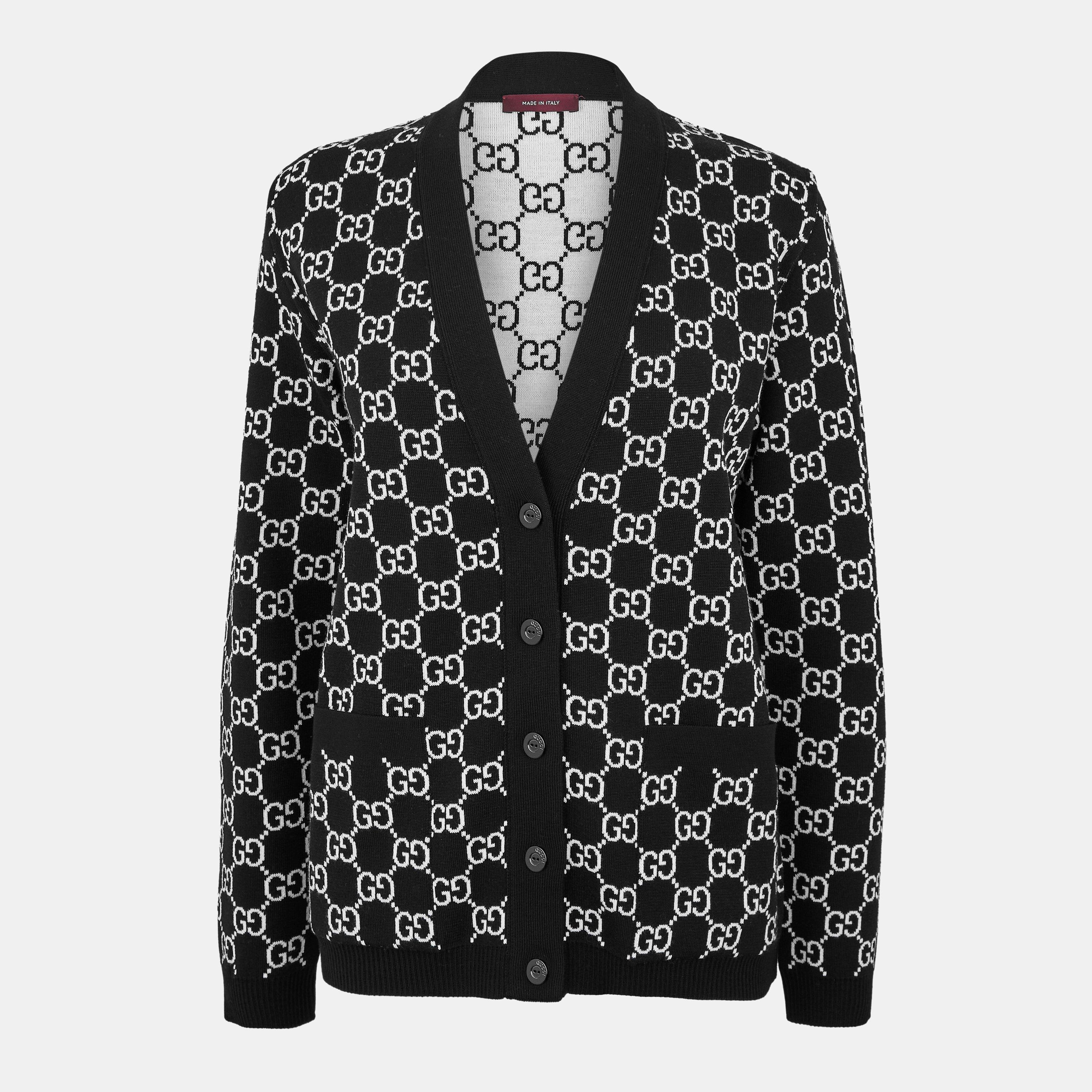 Black/White - Gucci - GG Reversible Jacquard Cardigan - 1