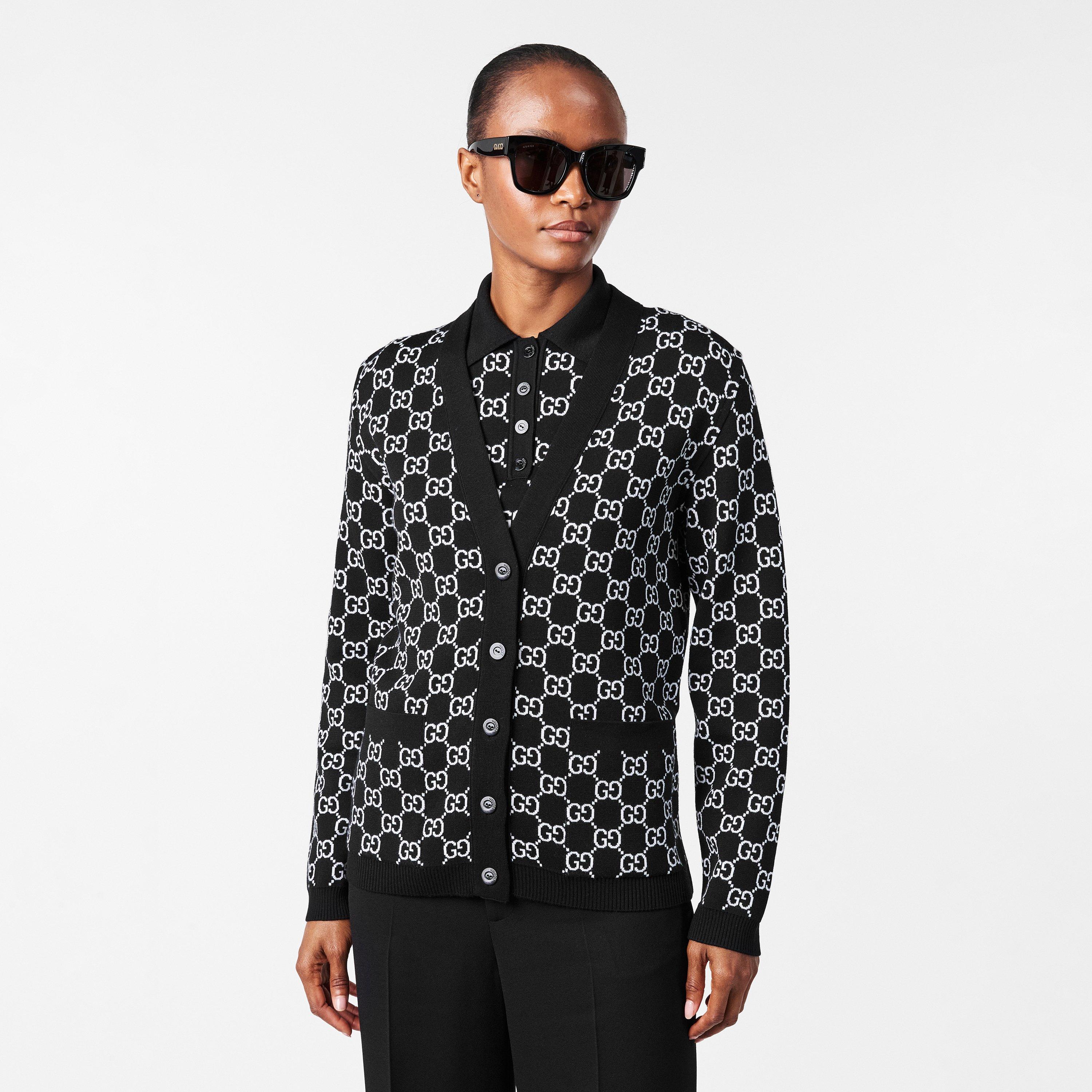 Black/White - Gucci - GG Reversible Jacquard Cardigan - 3