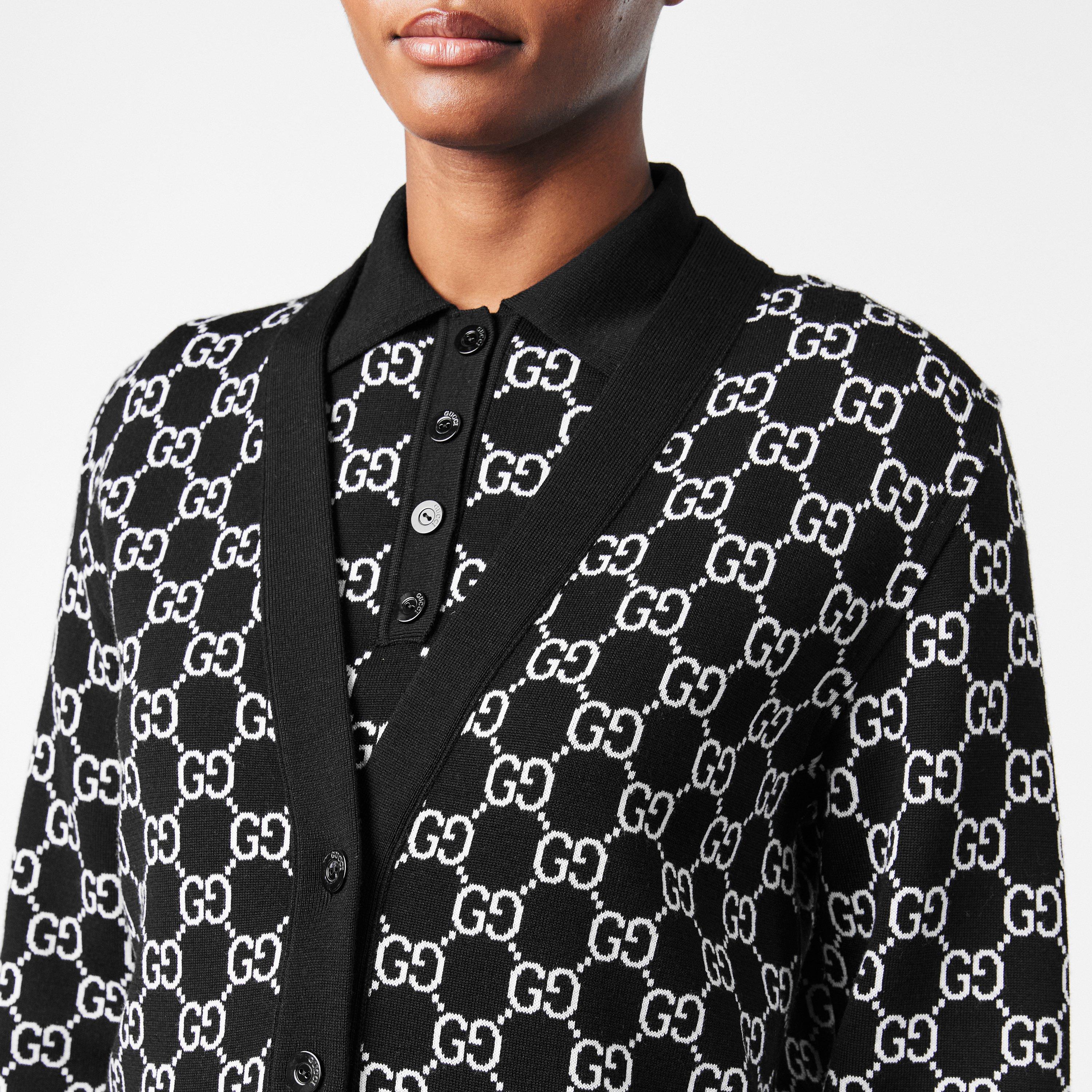Black/White - Gucci - GG Reversible Jacquard Cardigan - 5