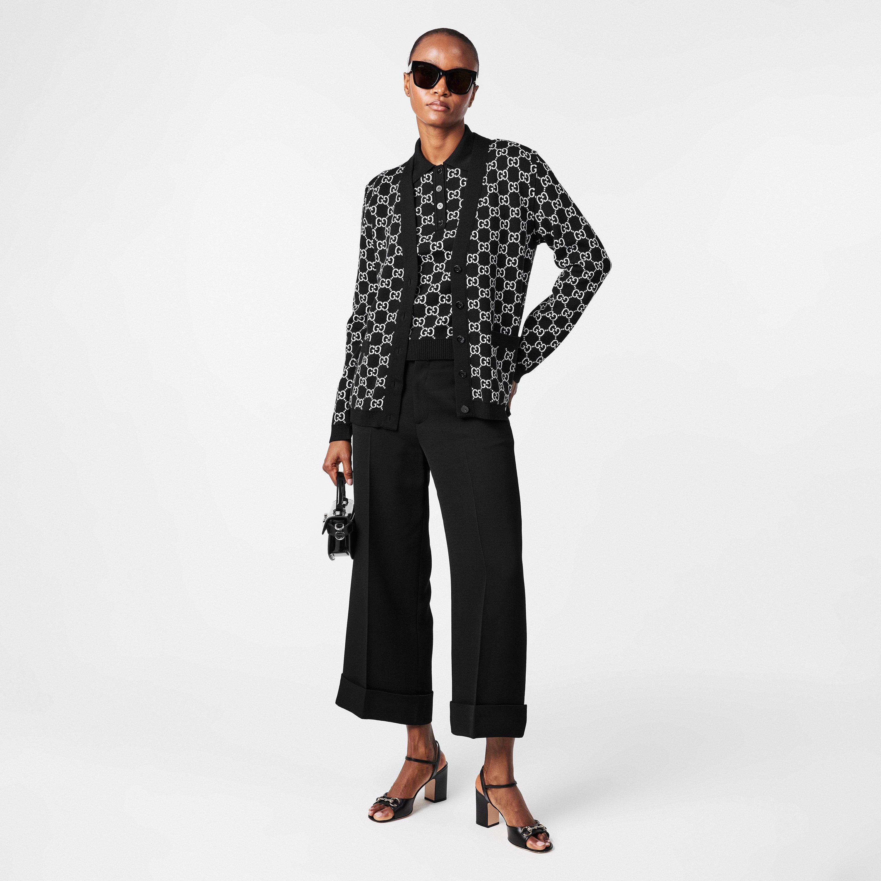 Black/White - Gucci - GG Reversible Jacquard Cardigan - 6