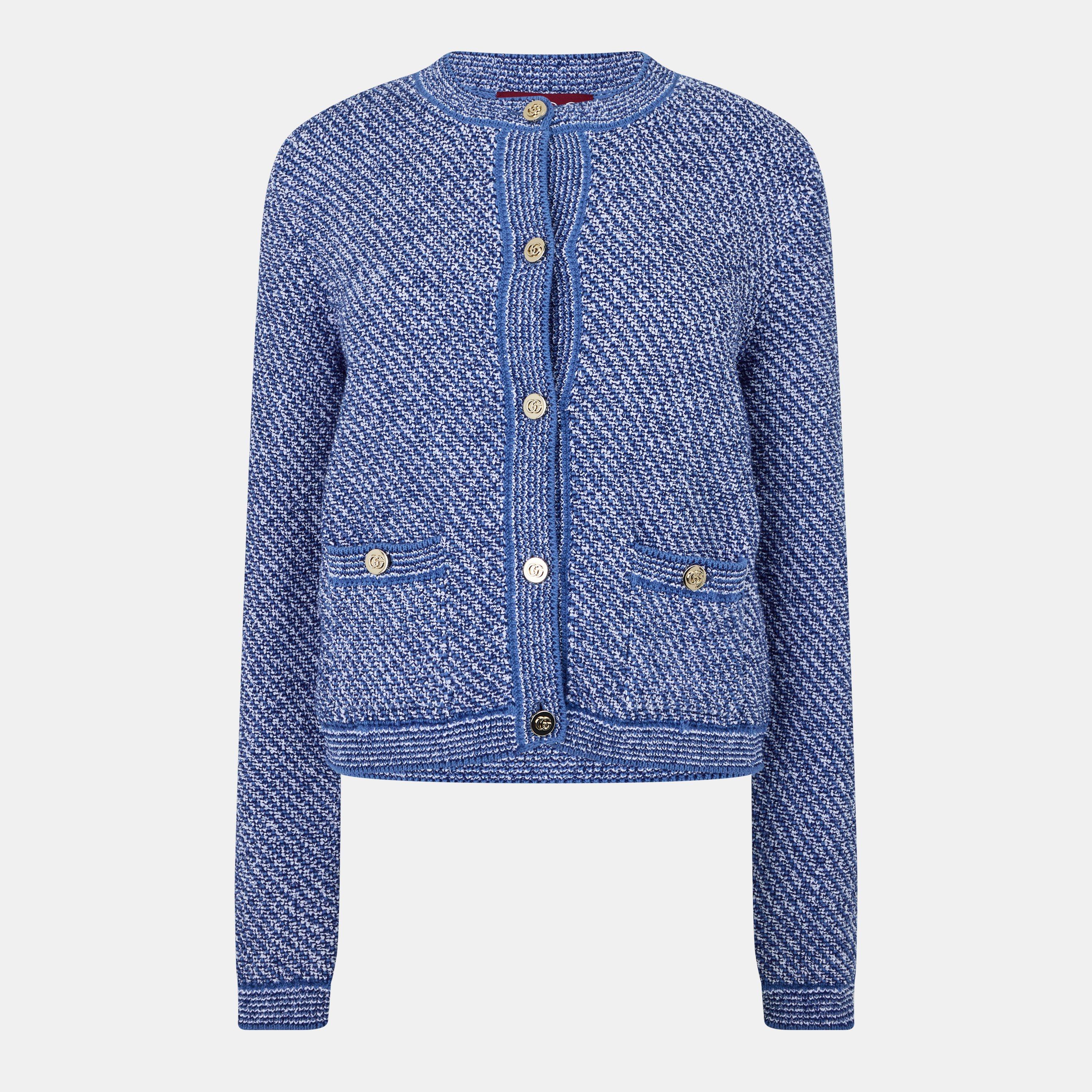 Light Denim - Gucci - Cotton Crewneck Cardigan - 1