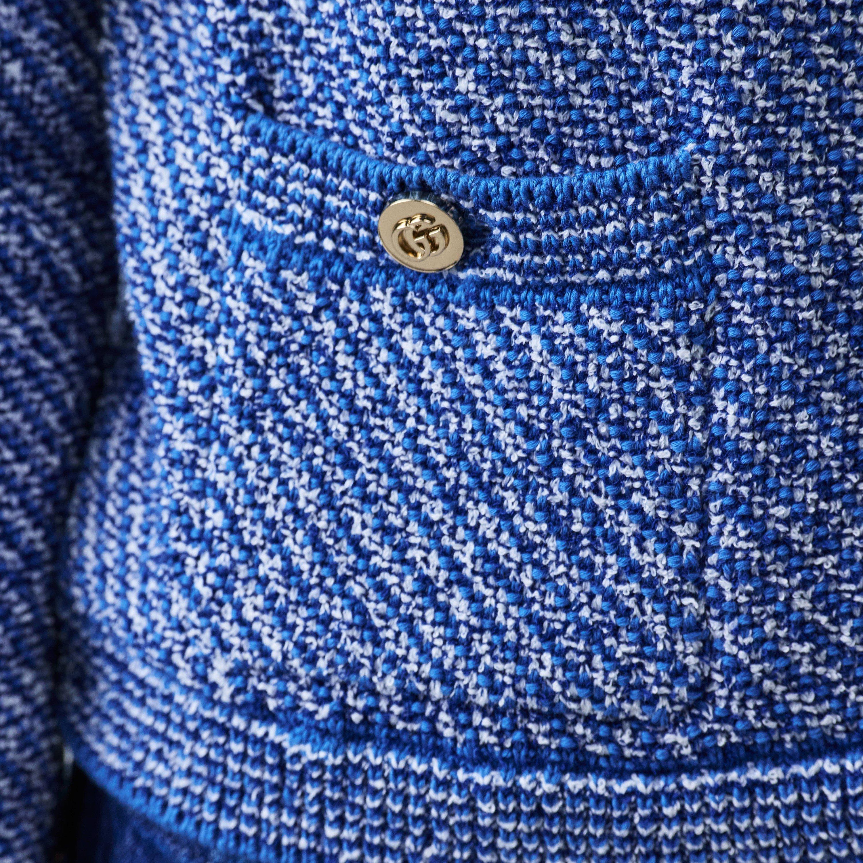 Light Denim - Gucci - Cotton Crewneck Cardigan - 5