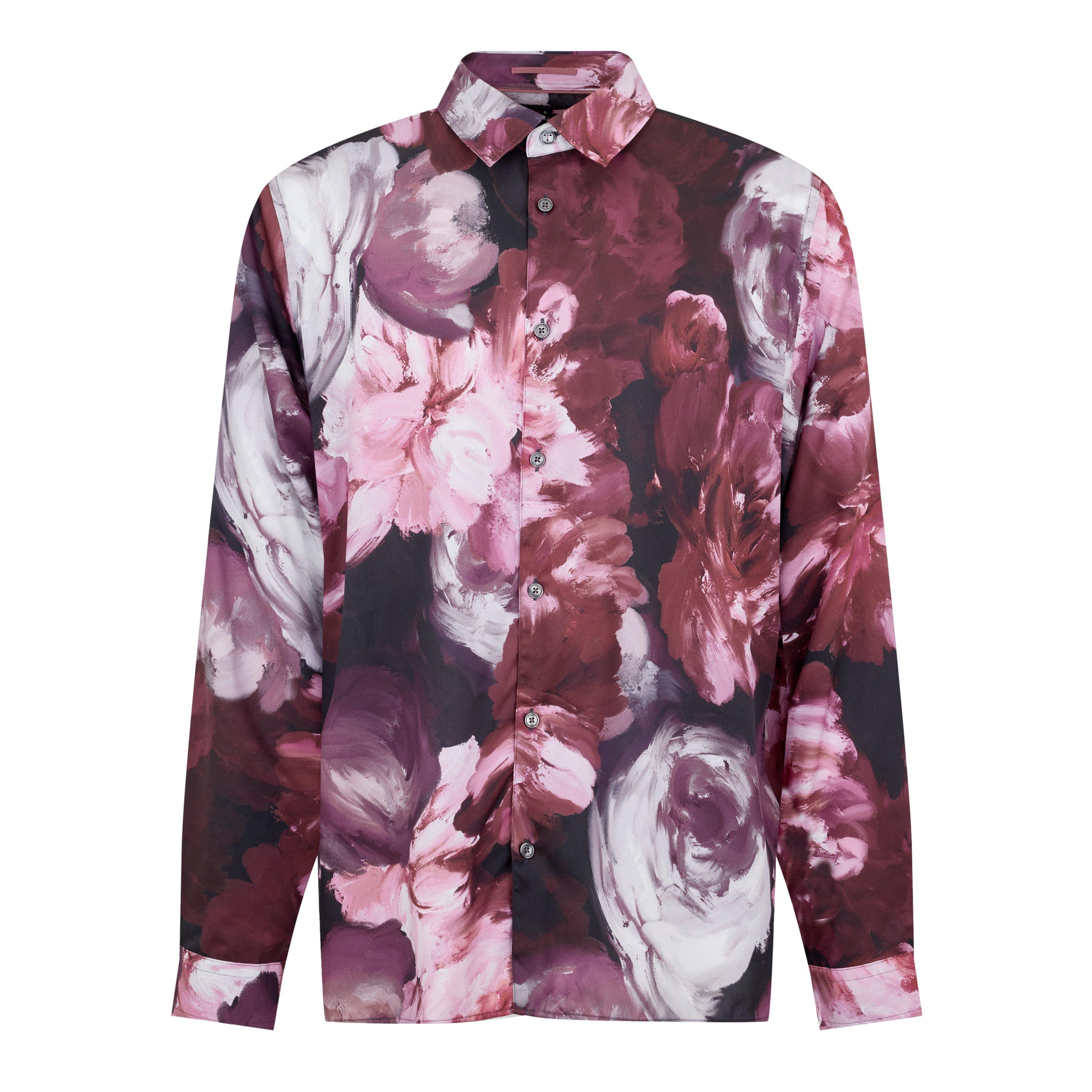 Ted Baker Men's Biton Long-Sleeve Patterned Shirt - Pink - 4XL (9)