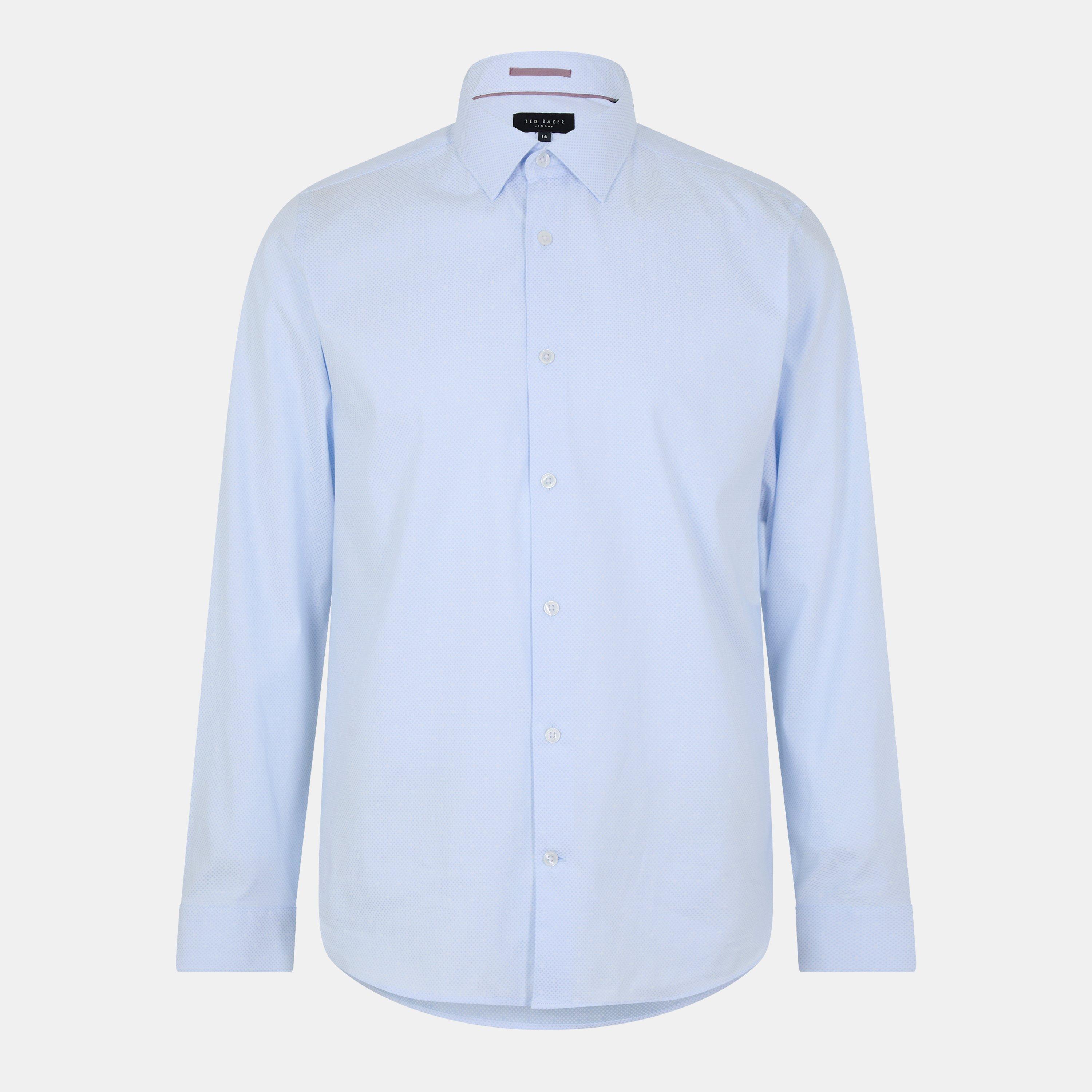 Blau - Ted Baker - Hart Blue Diamond Dot Slim Shirt - 1