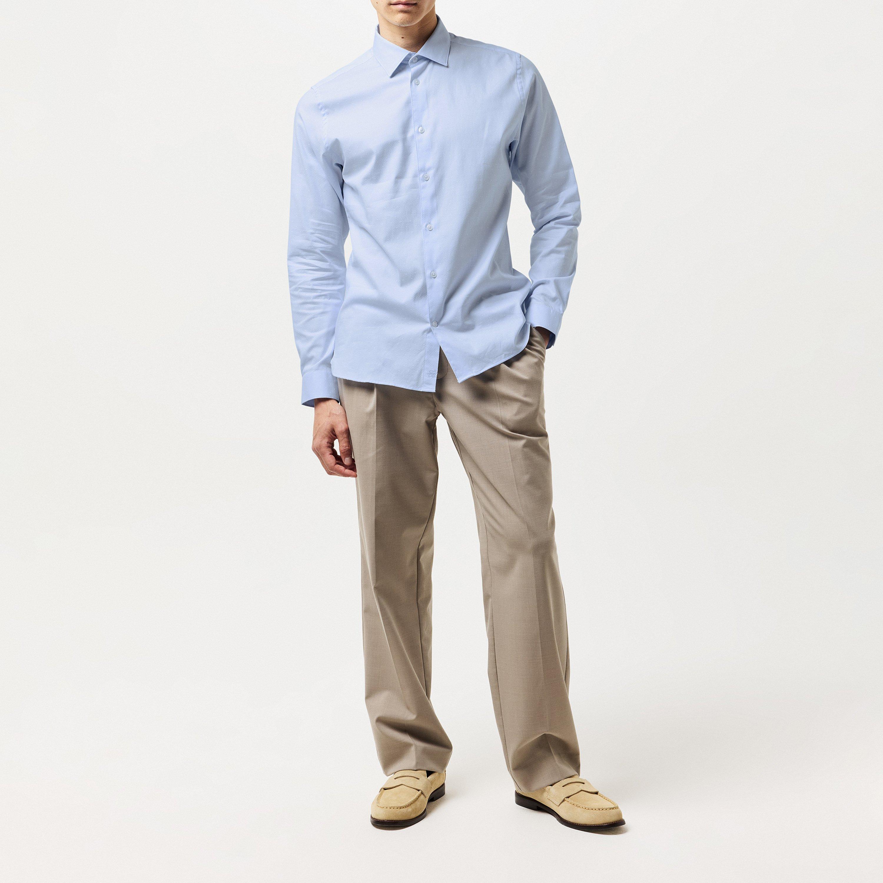 Bleu - Ted Baker - Hart Blue Diamond Dot Slim Shirt - 6