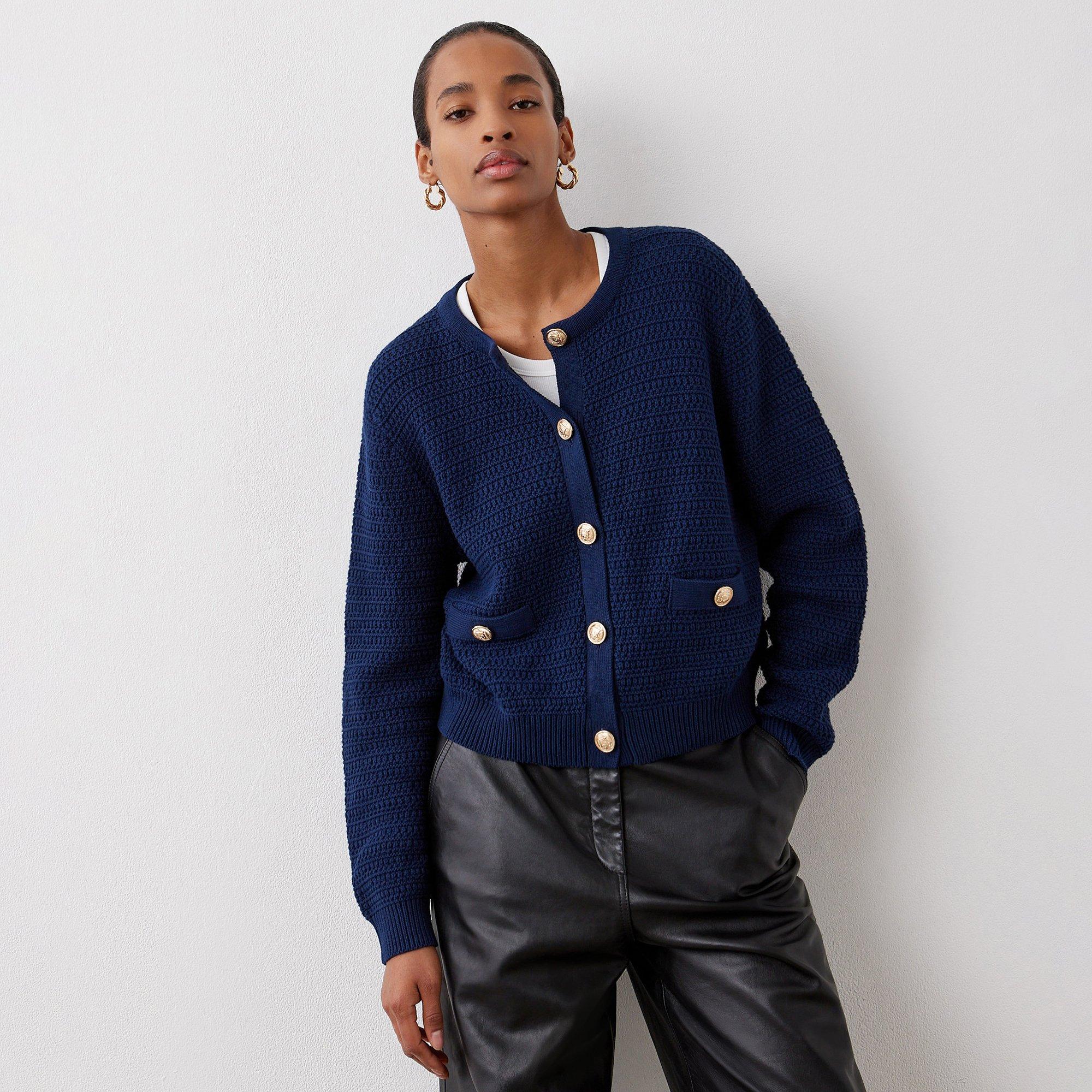 Navy - Finery - Saskia Button Up Cardigan - 1