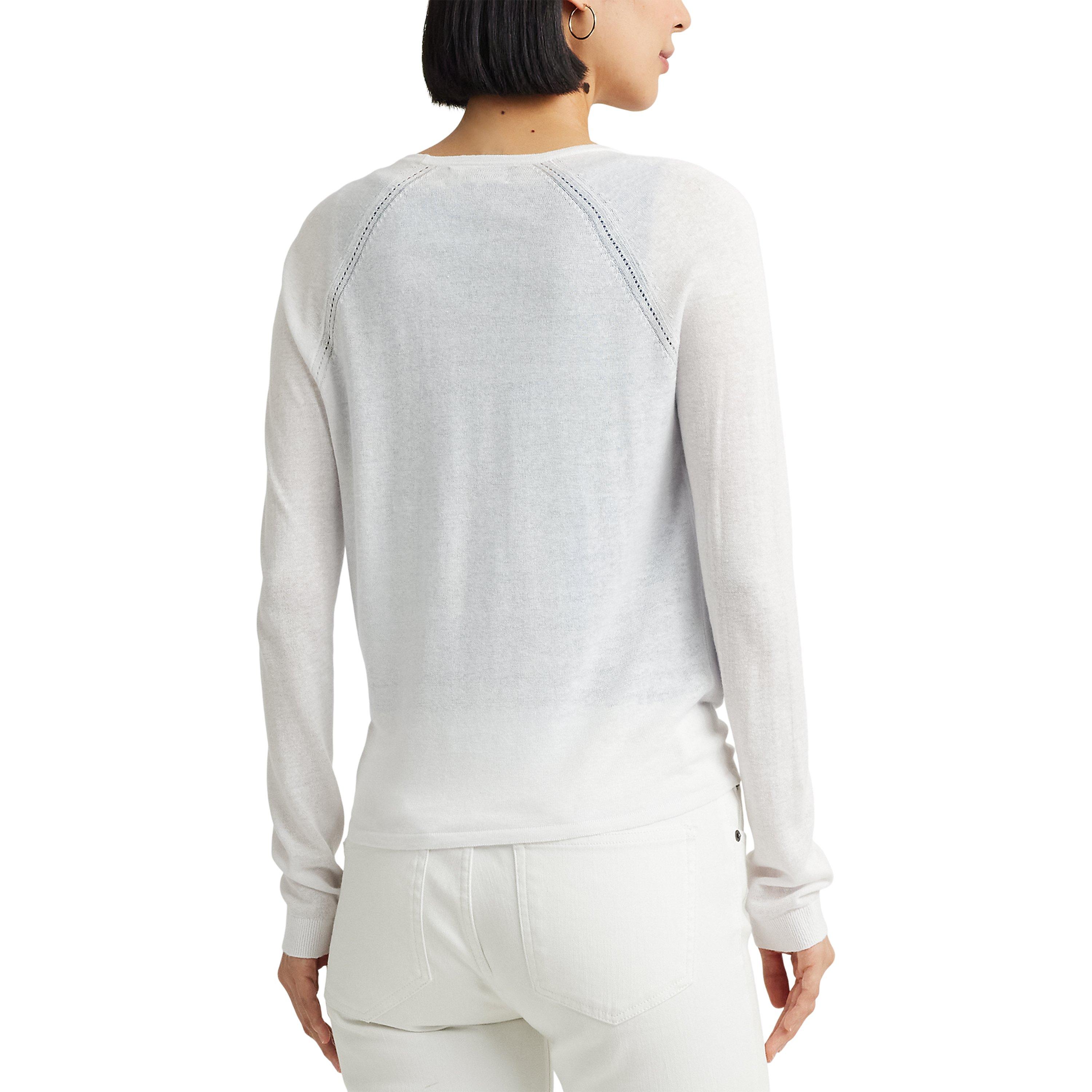 White - Lauren by Ralph Lauren - Linen Blend Jumper - 3