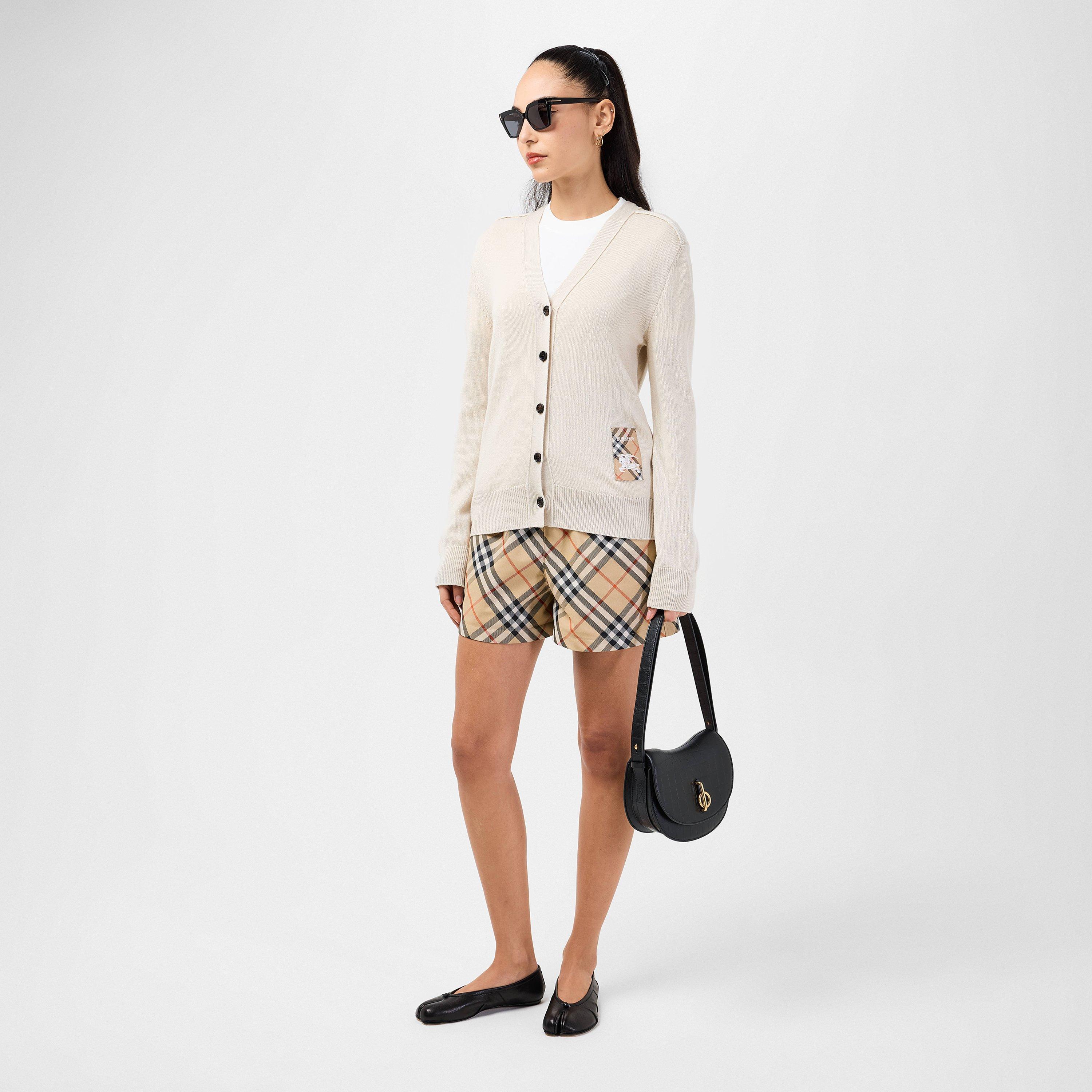 Beige - Burberry - Patch Label Wool Cardigan - 4