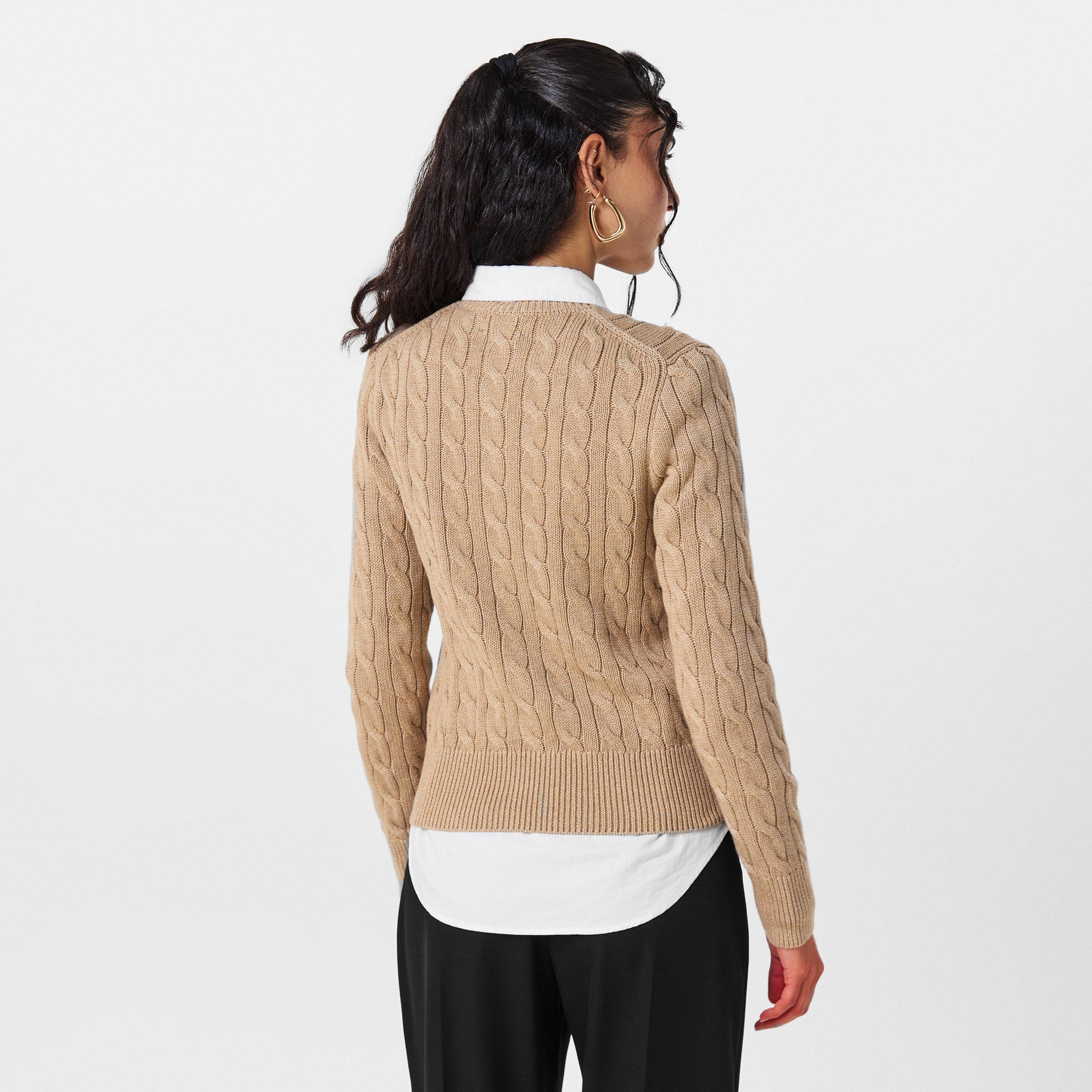 LGT SADDLE HTHR - Polo Ralph Lauren - Stretch Cotton Crewneck Cardigan - 4