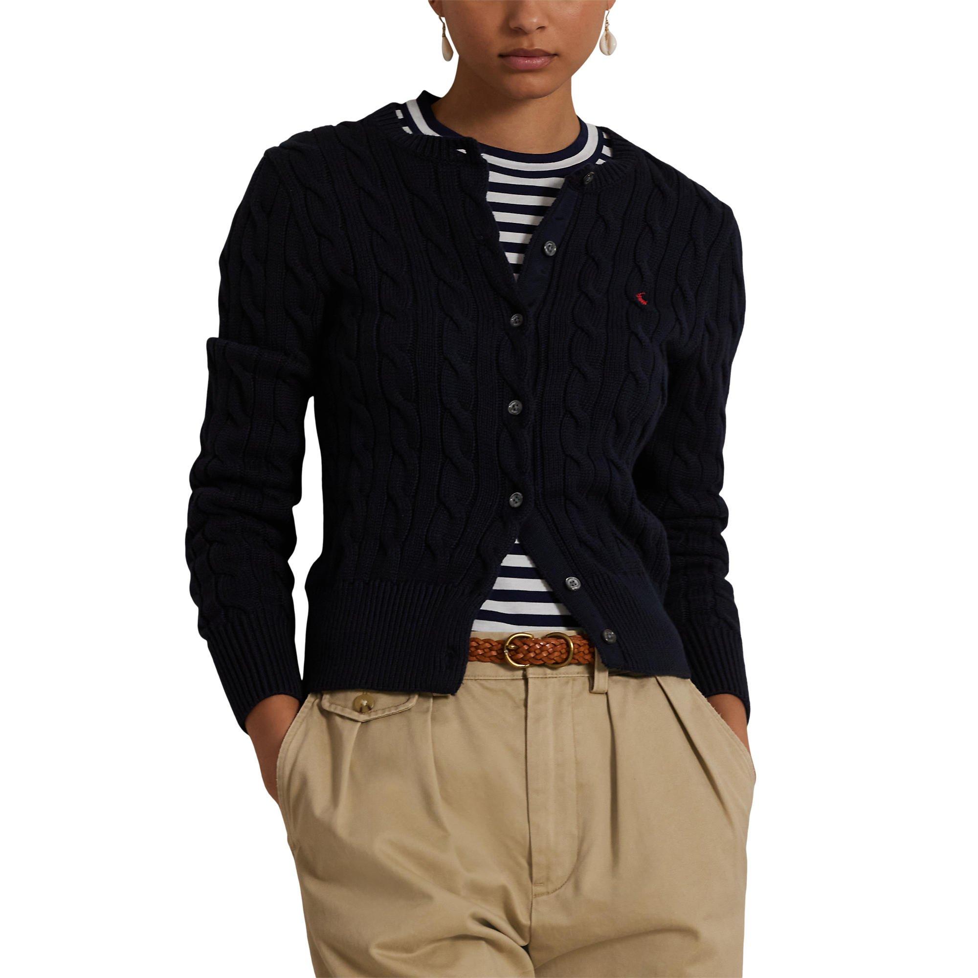 Hunter Navy - Polo Ralph Lauren - Stretch Cotton Crewneck Cardigan - 2