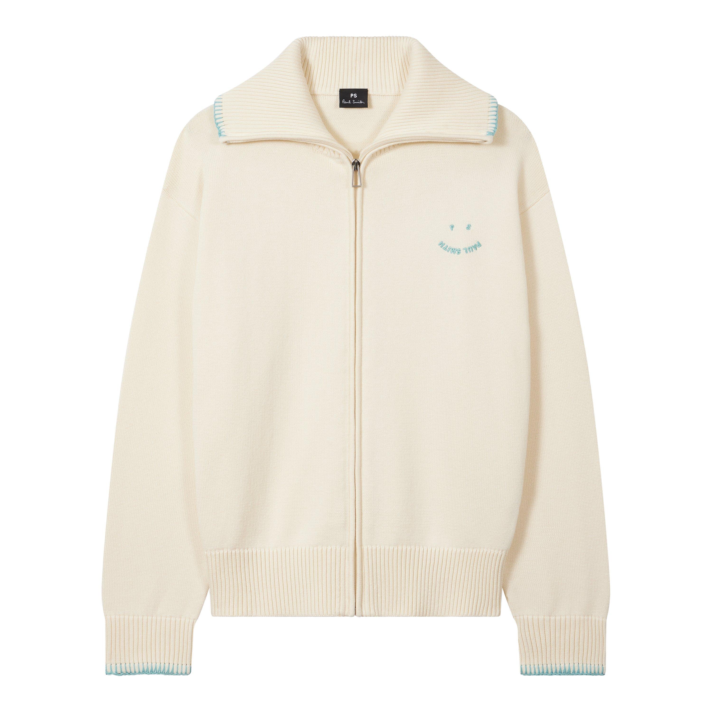 White - PS Paul Smith - Women's 'Happy' Zipped Cardigan - 2