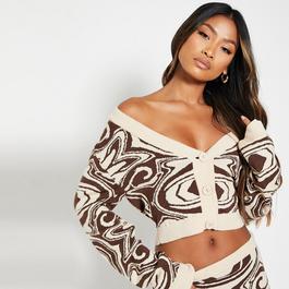 I Saw It First Abstract Print Crop Cardigan