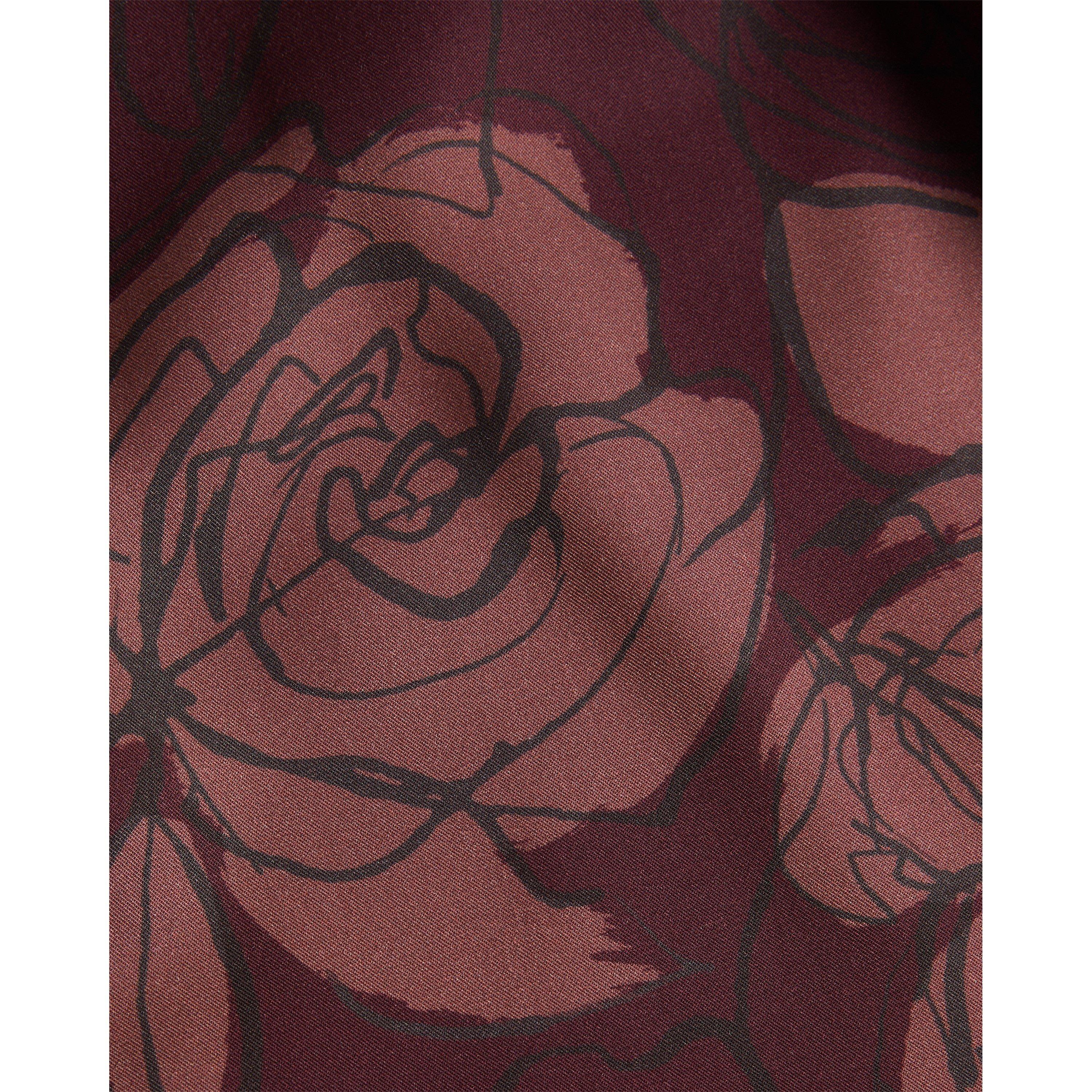 Maroon - Ted Baker - Men's Floral Long-Sleeve Patterned Shirt - 7