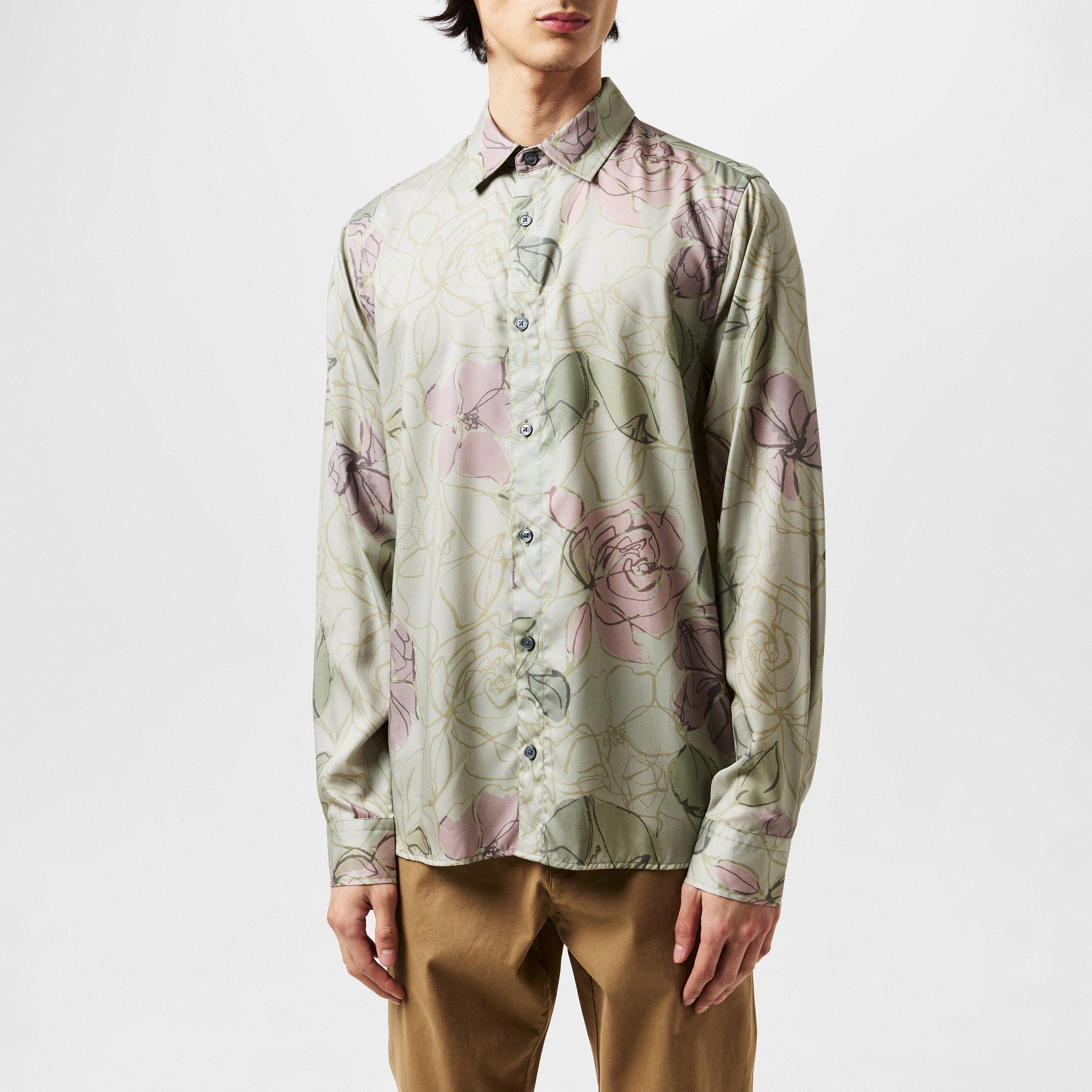 Grün - Ted Baker - Men's Floral Long-Sleeve Patterned Shirt - 3