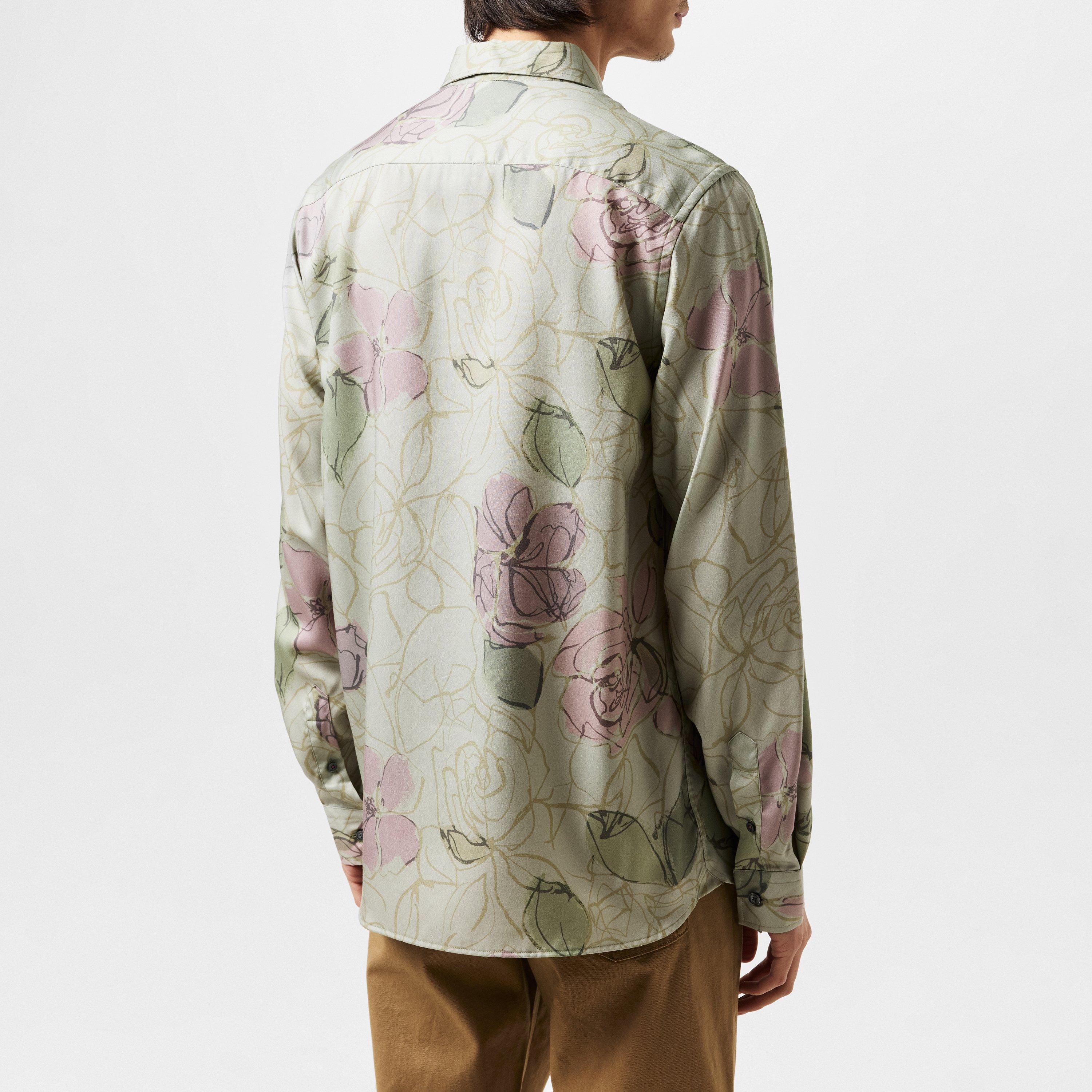 Grün - Ted Baker - Men's Floral Long-Sleeve Patterned Shirt - 4
