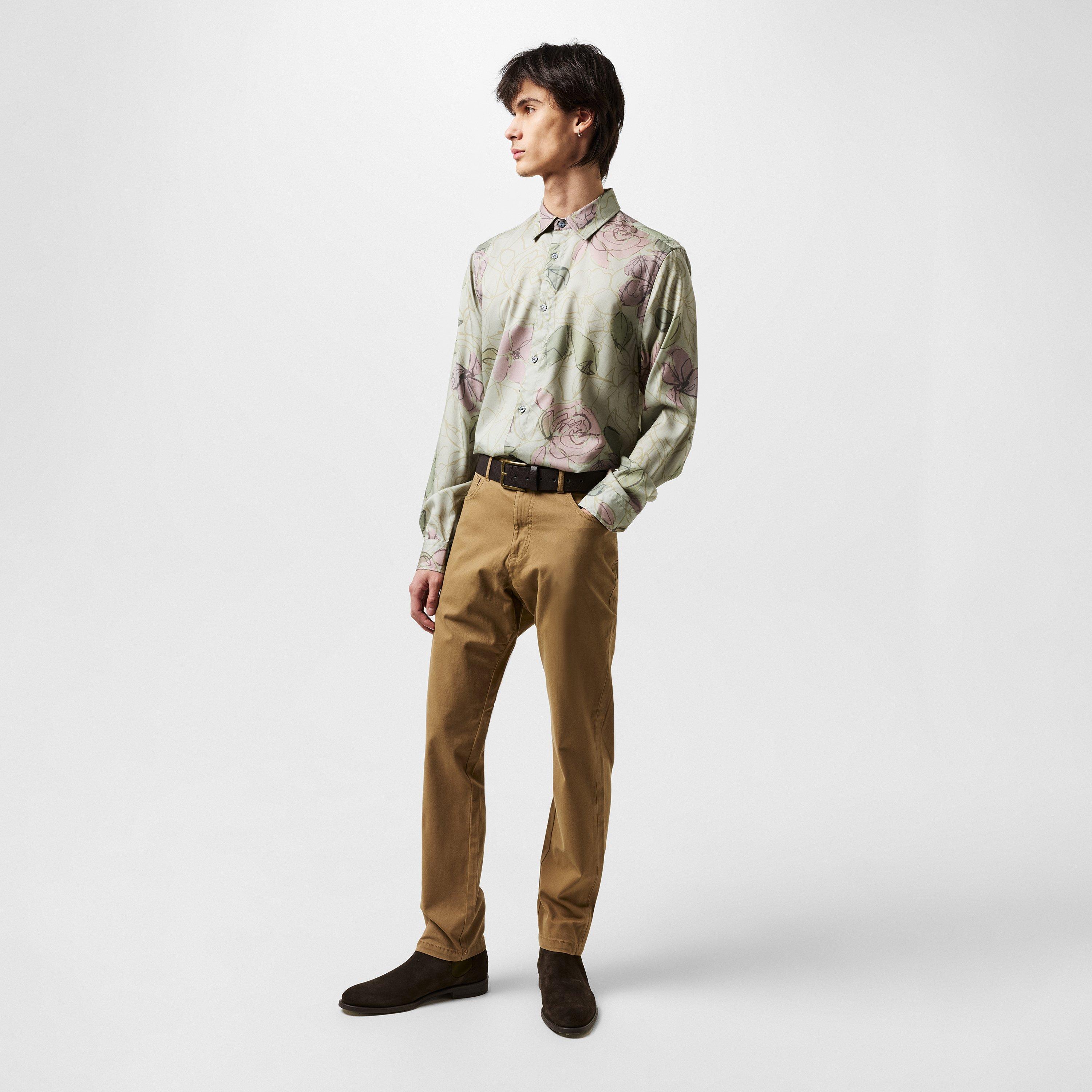 Grün - Ted Baker - Men's Floral Long-Sleeve Patterned Shirt - 5