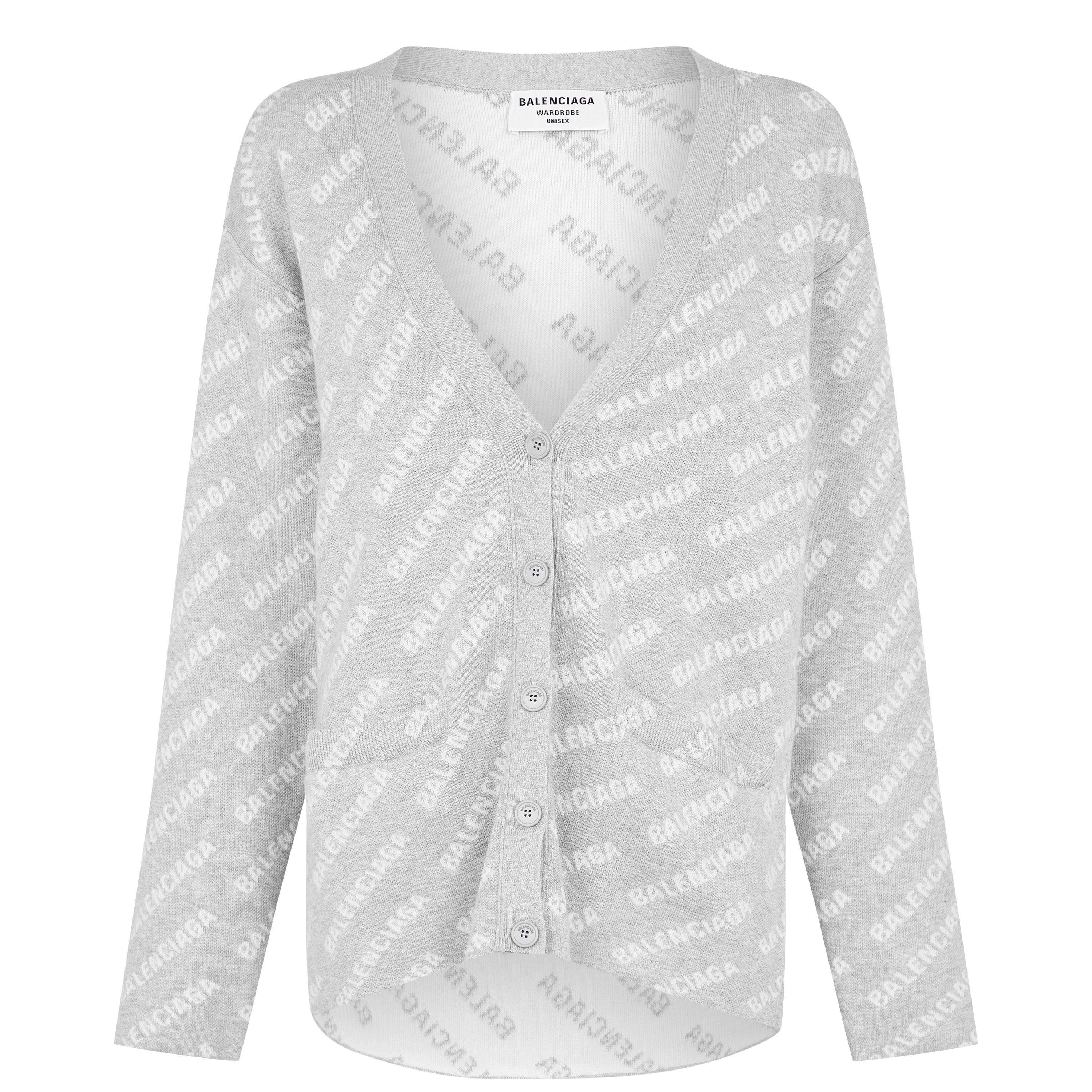 Grey 1461 - Balenciaga - Mini Allover Logo Cardigan - 5