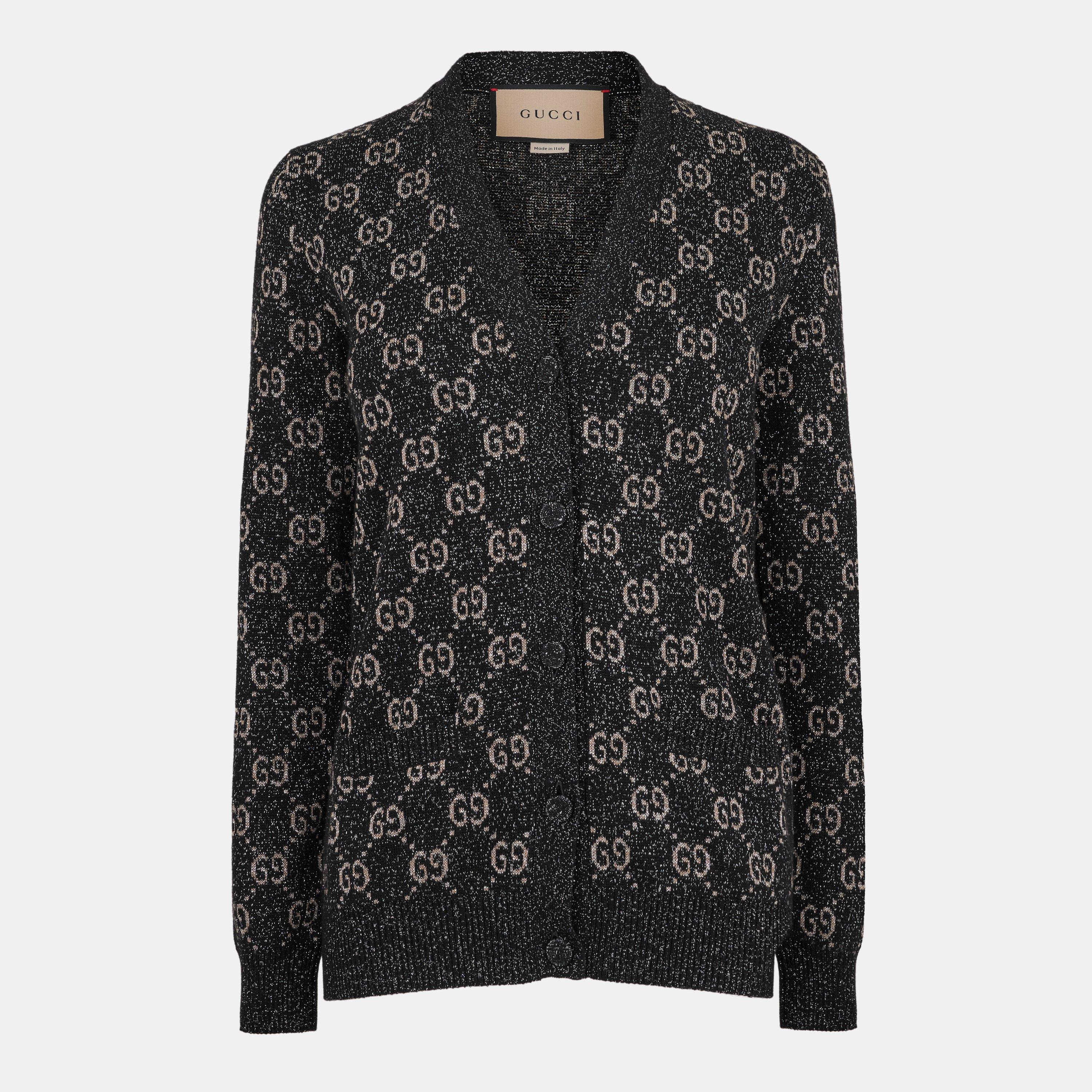 Black/Beige/ - Gucci - Women's GG Jacquard Cotton Lame Cardigan - 1