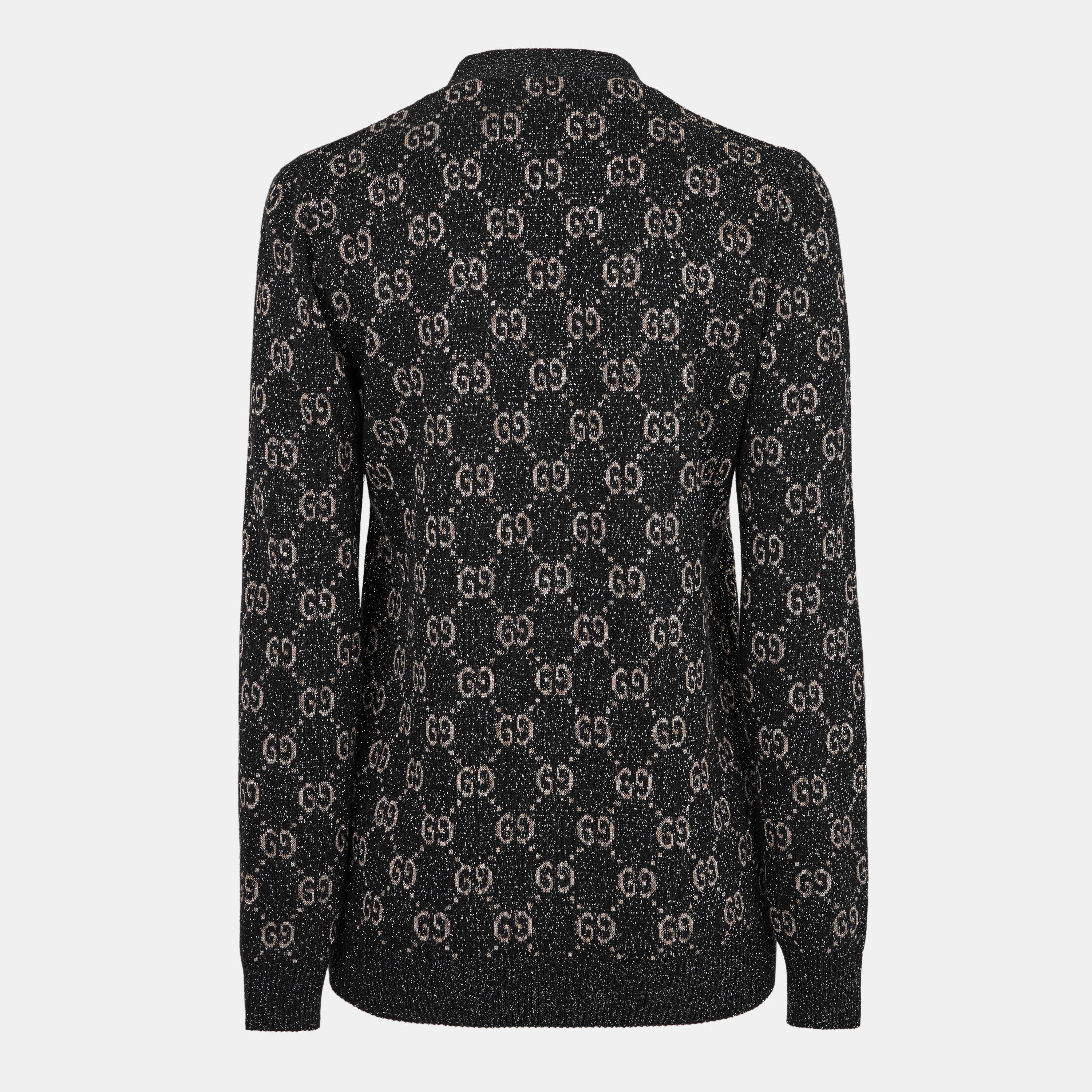 Black/Beige/ - Gucci - Women's GG Jacquard Cotton Lame Cardigan - 2