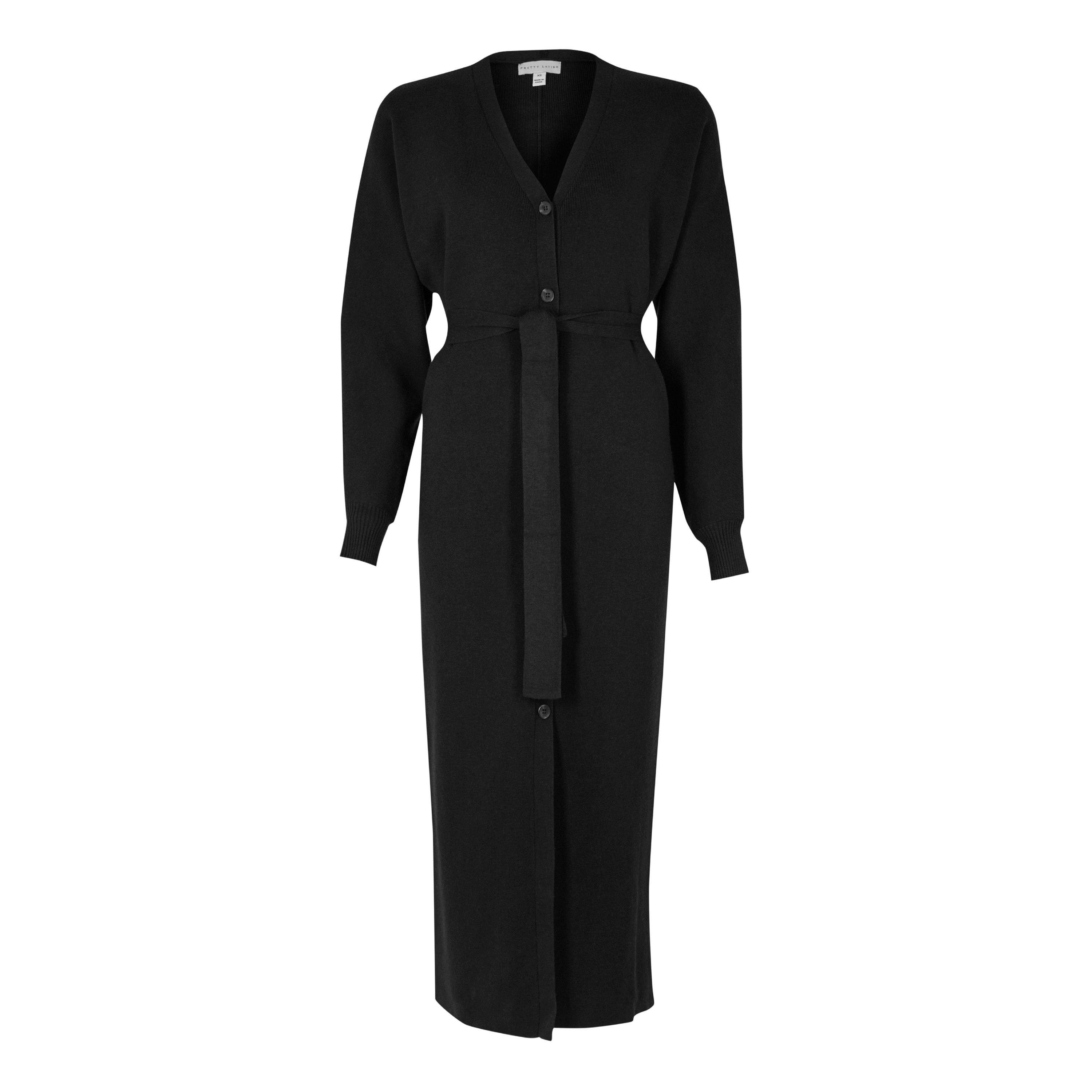 Black - Pretty Lavish - Peony Belted Cardigan Dress - 6