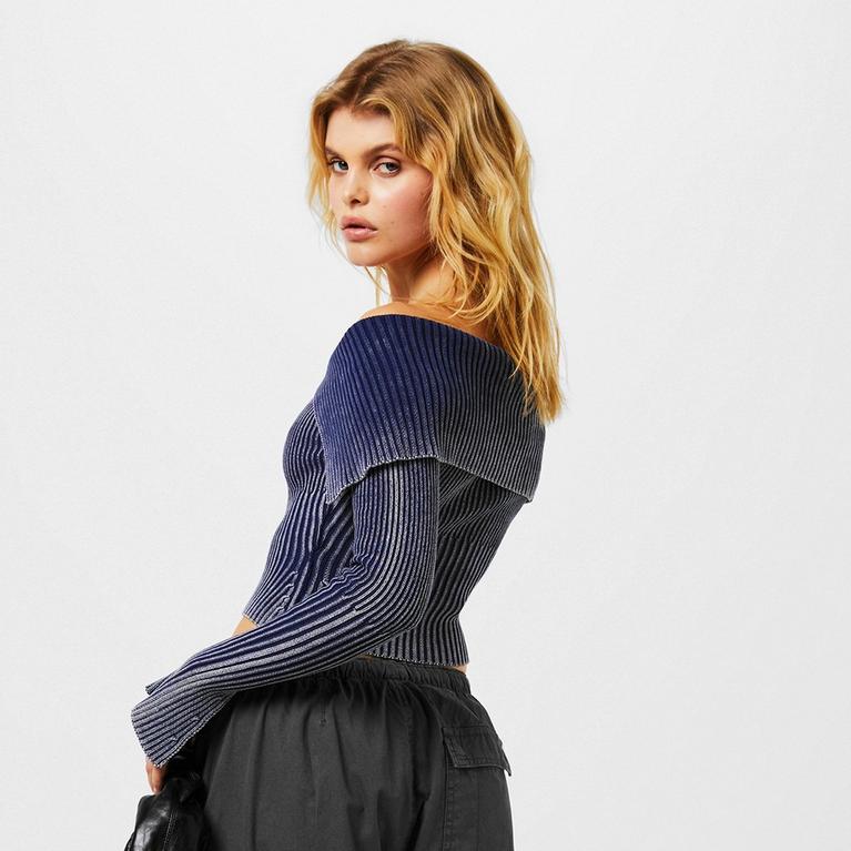 Jaded London | Tribeca Blue Ribbed Off The Shoulder Knit Jaded London | Tribeca Blue Ribbed Off The Shoulder Knit