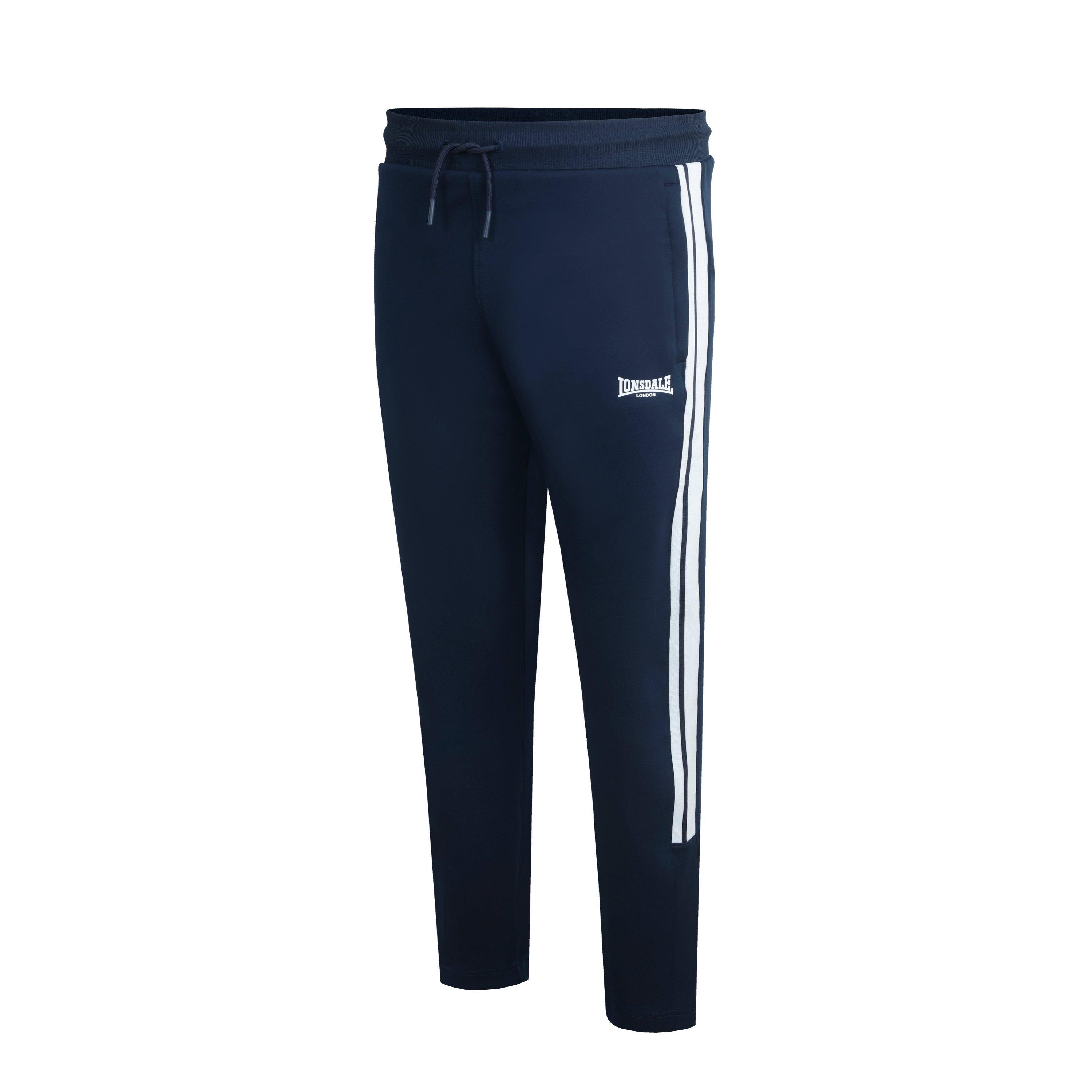 Navy - Lonsdale - 2 Stripe Tapered Pant Mens - 3