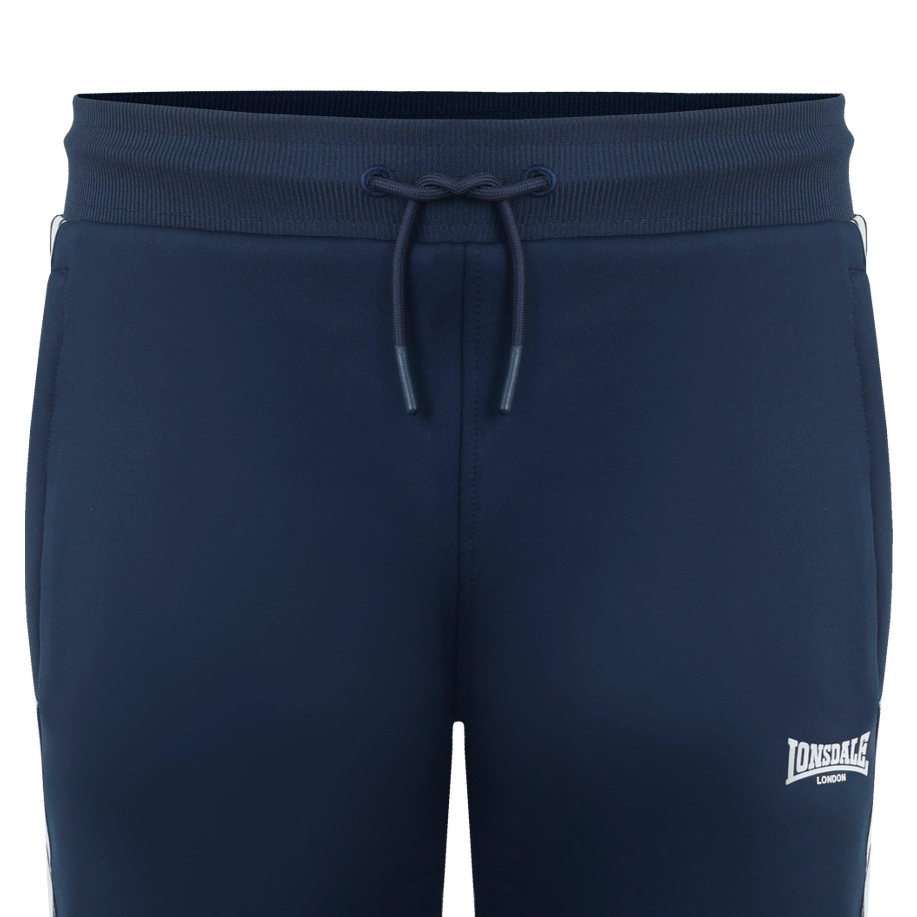 Navy - Lonsdale - 2 Stripe Tapered Pant Mens - 4
