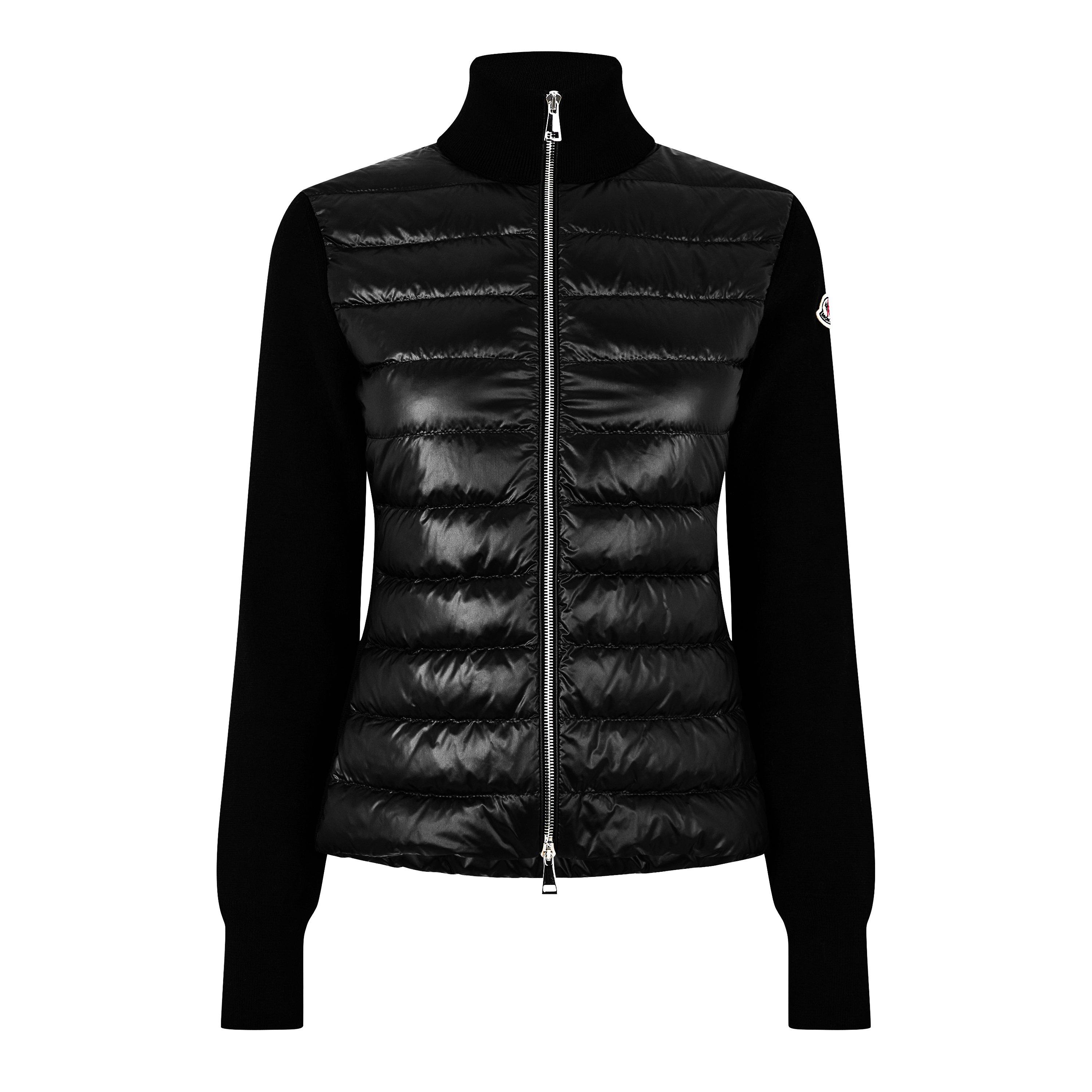Black 999 - Moncler - Women's Down Padded Funnel Neck Long Sleeve Hybrid Jacket - 1