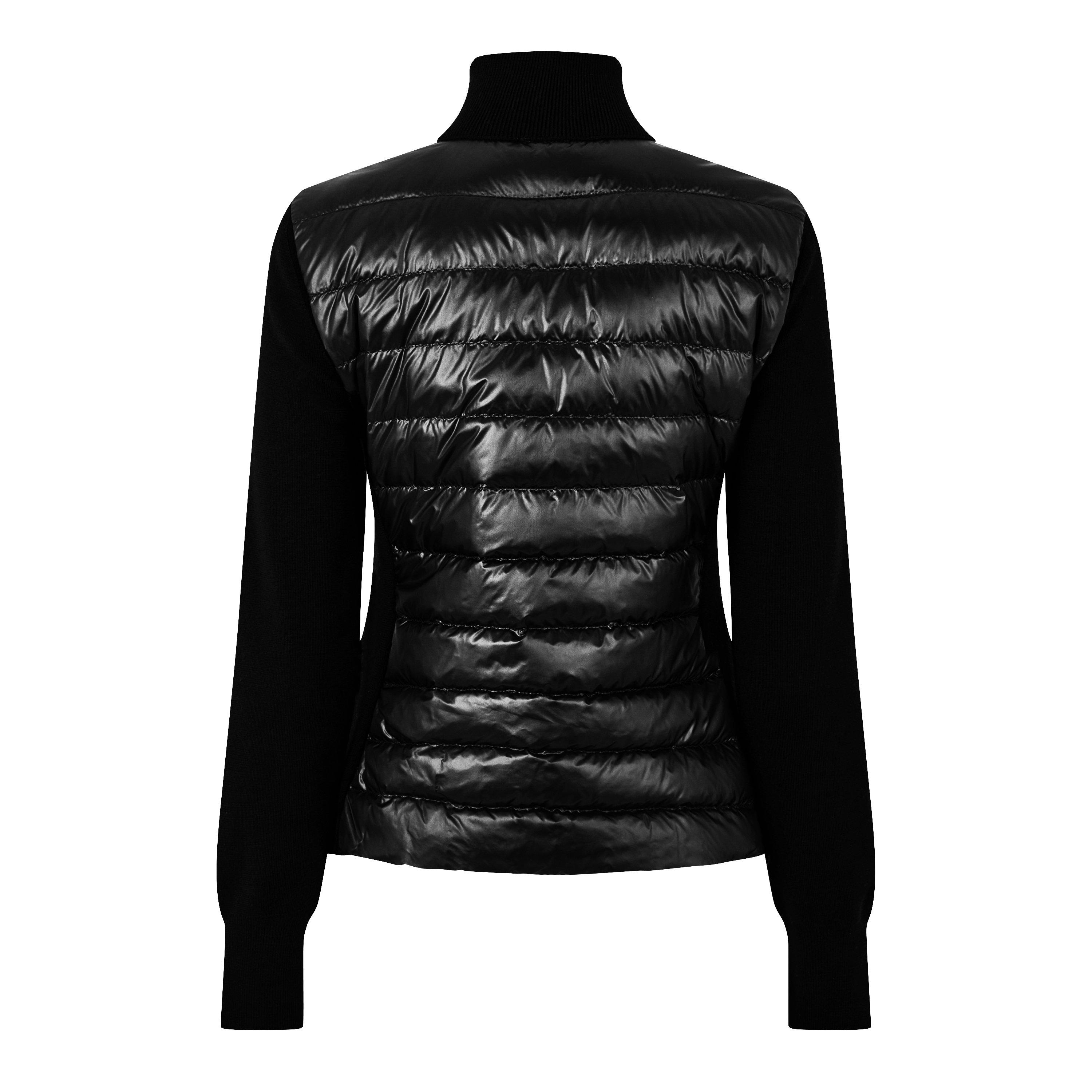 Black 999 - Moncler - Women's Down Padded Funnel Neck Long Sleeve Hybrid Jacket - 2