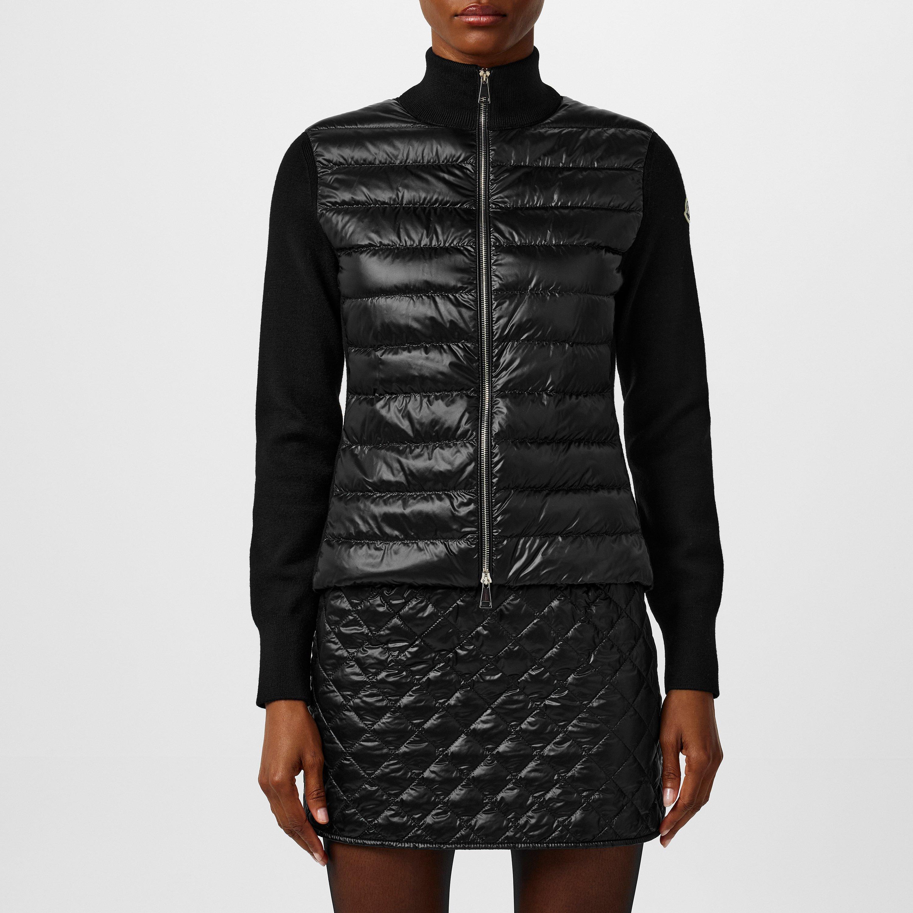 Black 999 - Moncler - Women's Down Padded Funnel Neck Long Sleeve Hybrid Jacket - 3