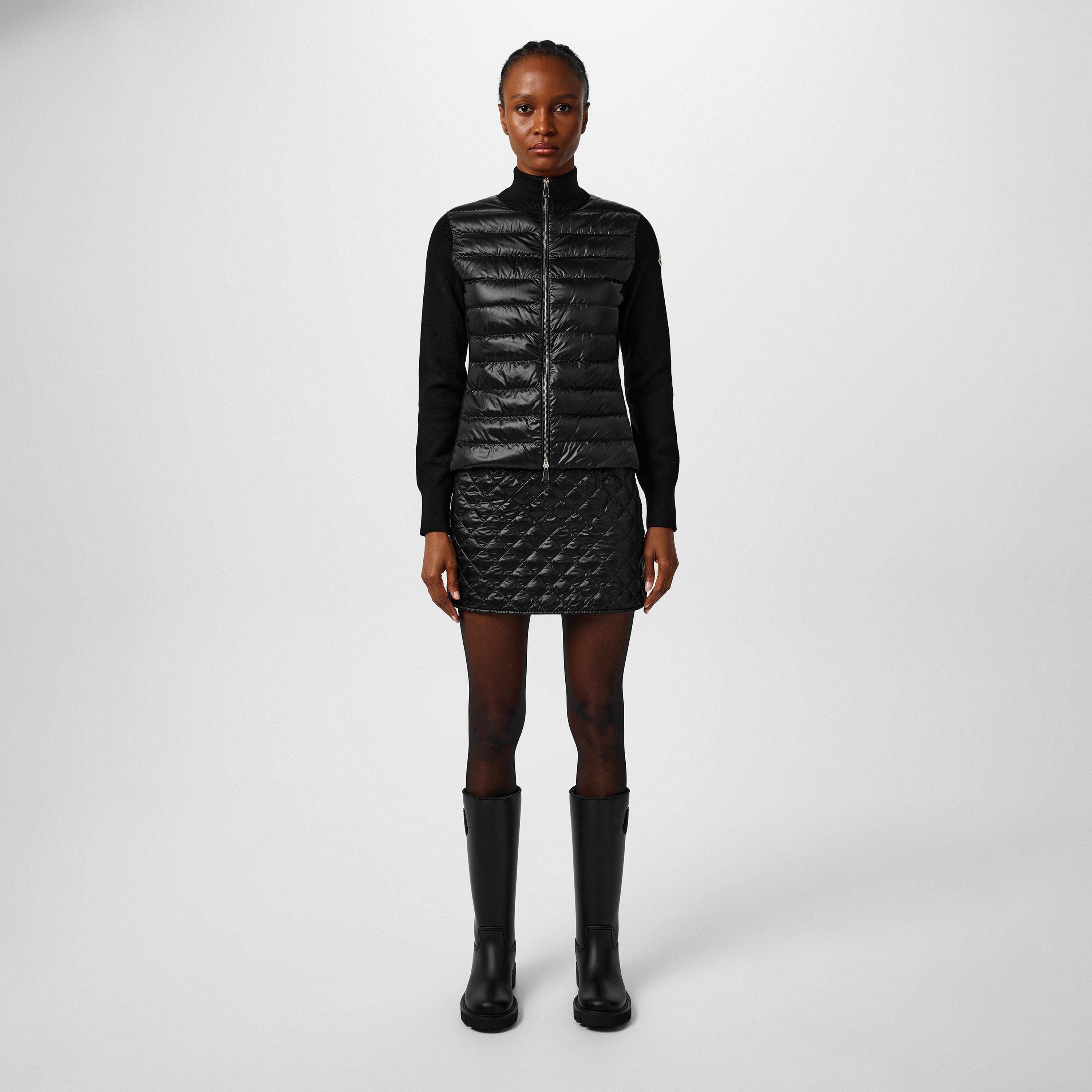 Black 999 - Moncler - Women's Down Padded Funnel Neck Long Sleeve Hybrid Jacket - 6