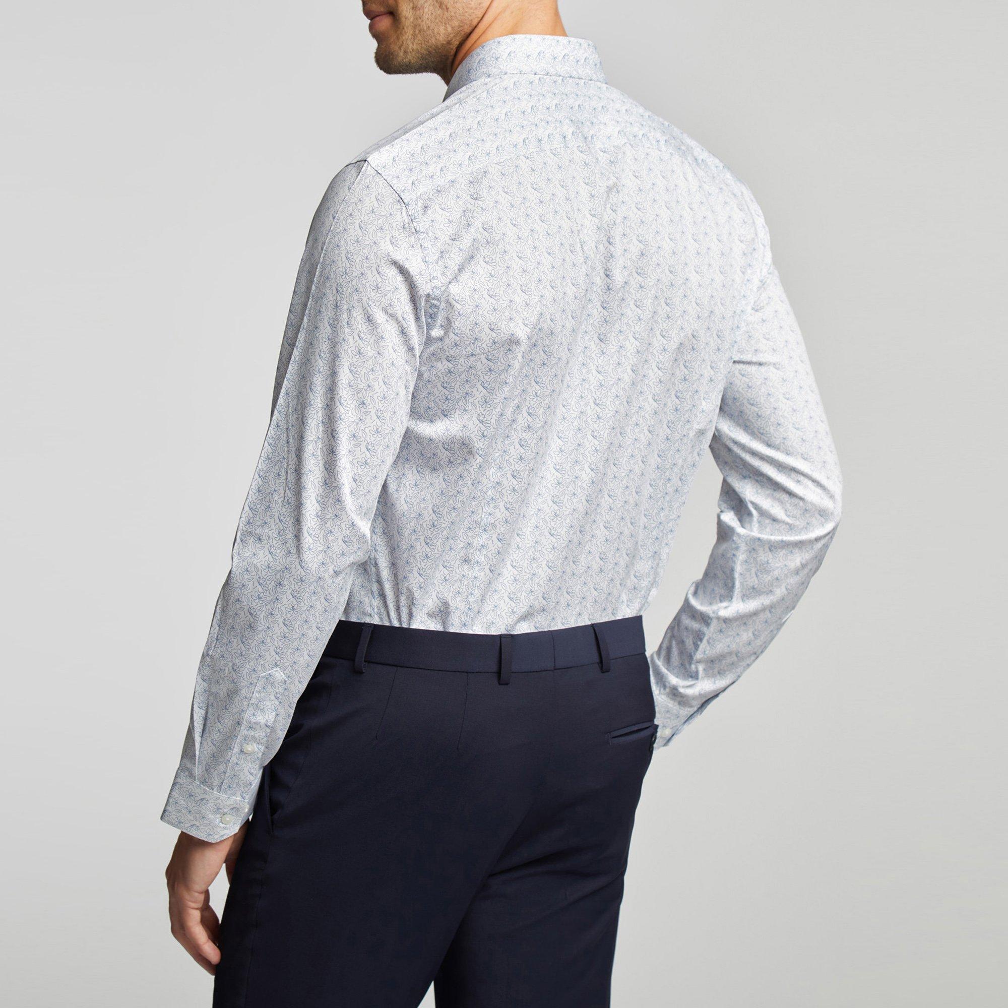 Navy - Ted Baker - Men's Ivins Slim Fit Polka Dot Long-Sleeve Patterned Shirt - 2