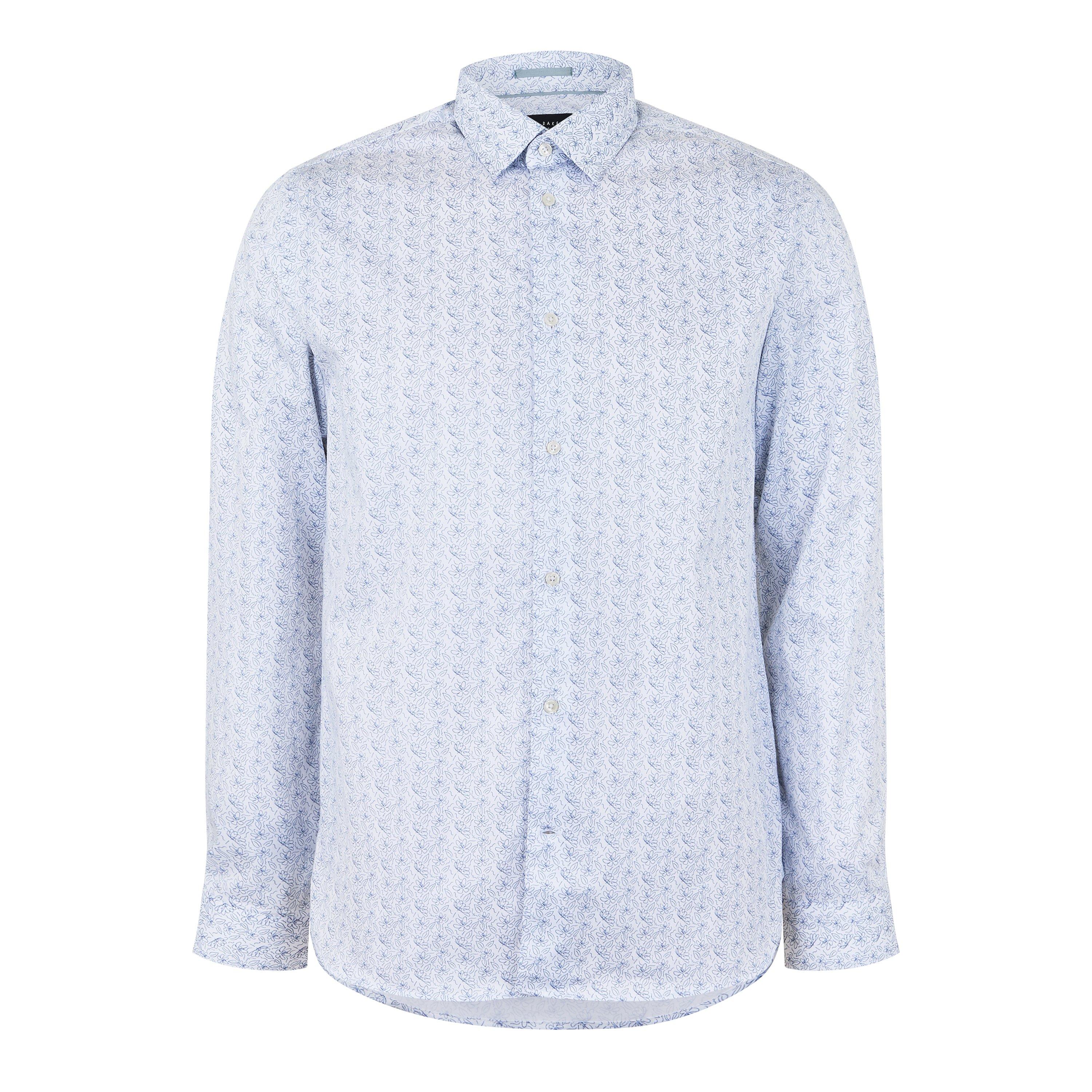 Branco - Ted Baker - Men's Byrd Slim Fit Floral Long-Sleeve Patterned Shirt - 5