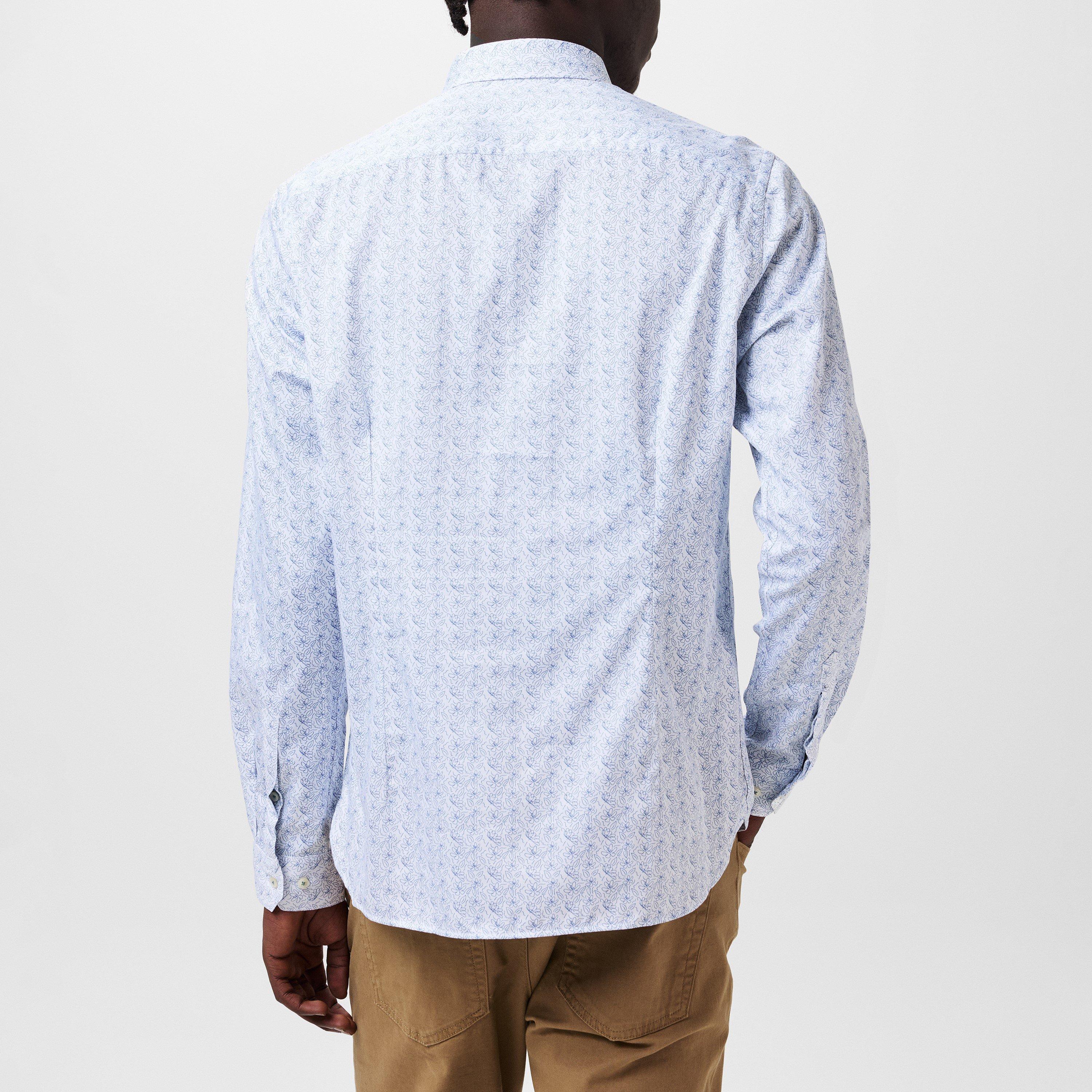 Branco - Ted Baker - Men's Byrd Slim Fit Floral Long-Sleeve Patterned Shirt - 3