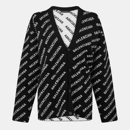 Balenciaga Logo Jacquard Print Cardigan