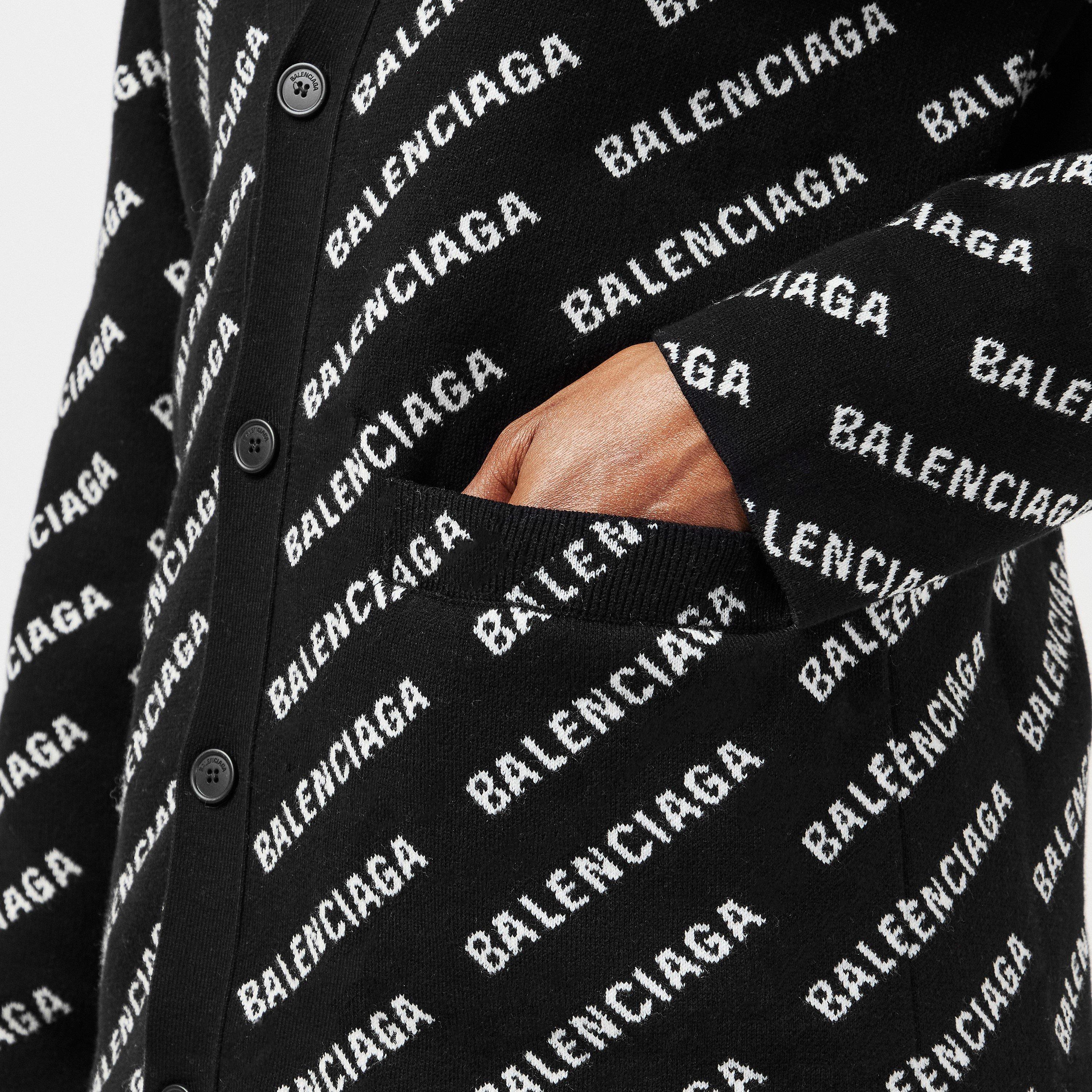 Black/White - Balenciaga - Logo Jacquard Print Cardigan - 5