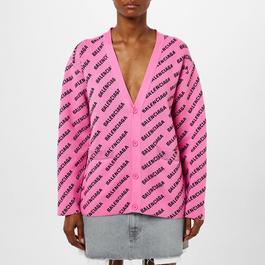 Balenciaga Logo Jacquard Print Cardigan