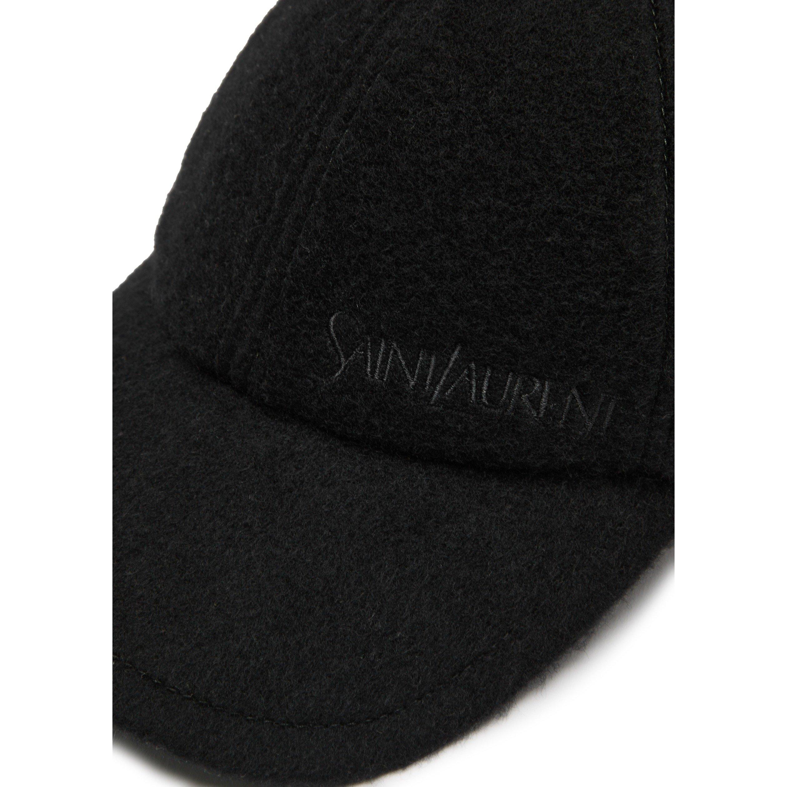 BLACK - Saint Laurent - CASHMERE LOGO CAP - 4