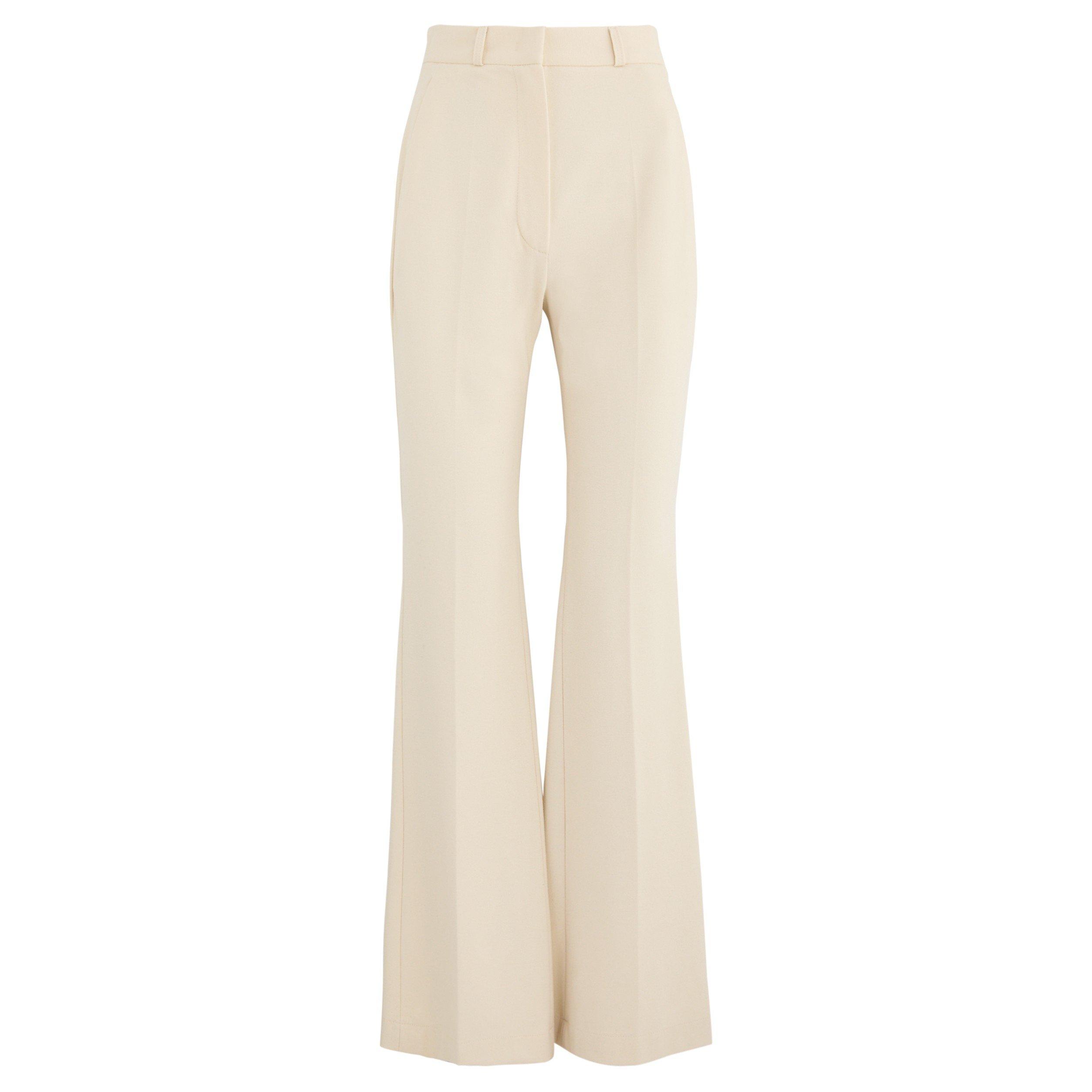 IVORY - Harris Wharf London - TR FLARED FLANNEL TROUSERS
