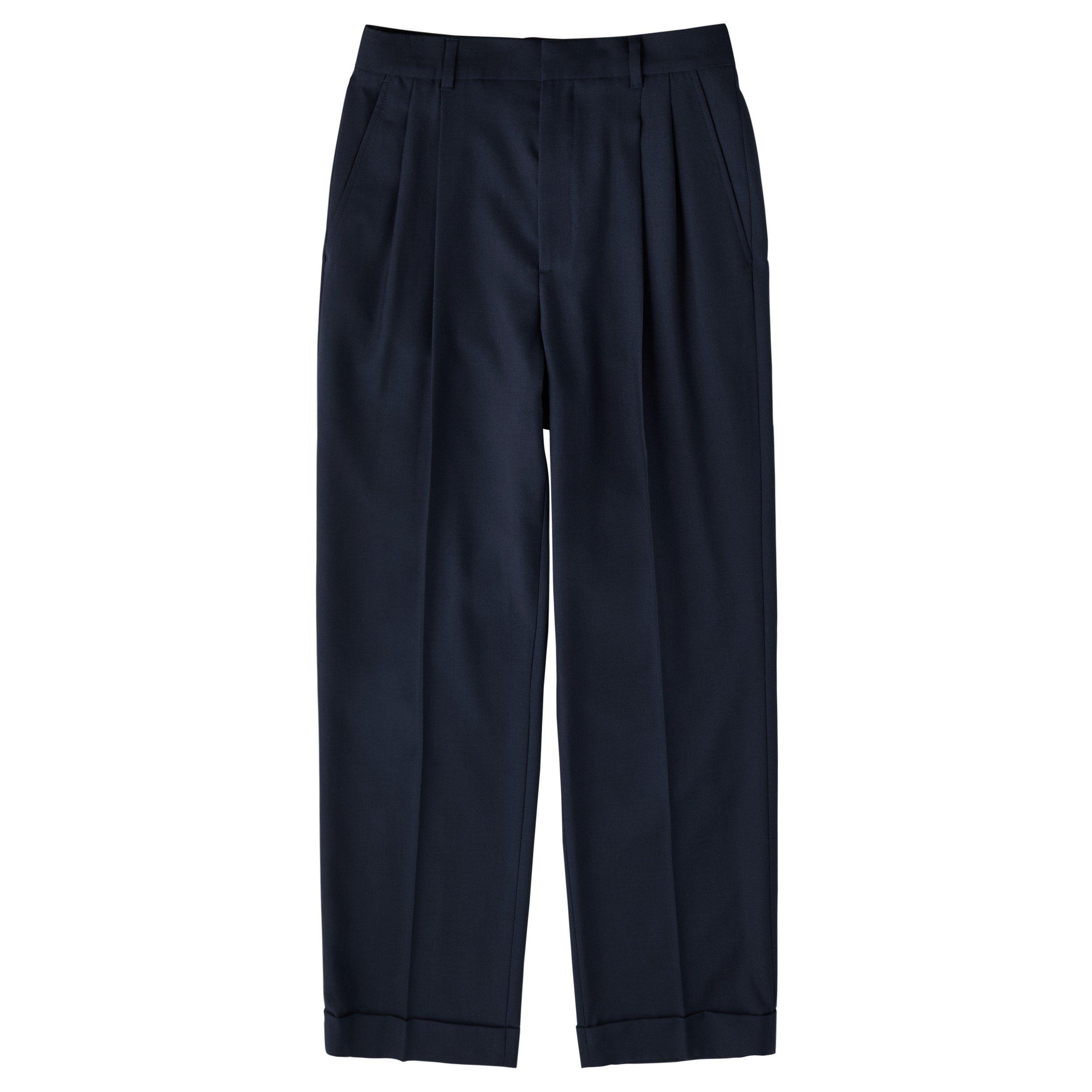 NAVY - Casablanca - Men's Front Pleat Wool Trousers
